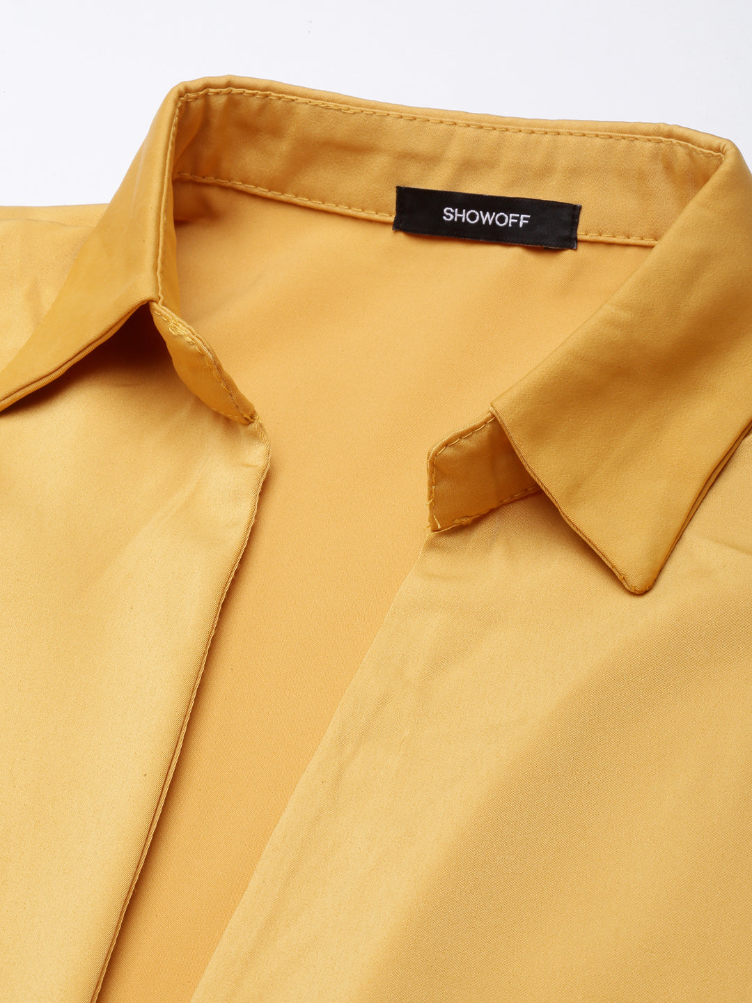 Women Solid Shirt Style Mustard Top