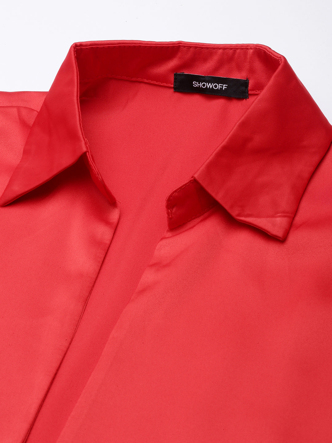 Women Solid Shirt Style Red Top