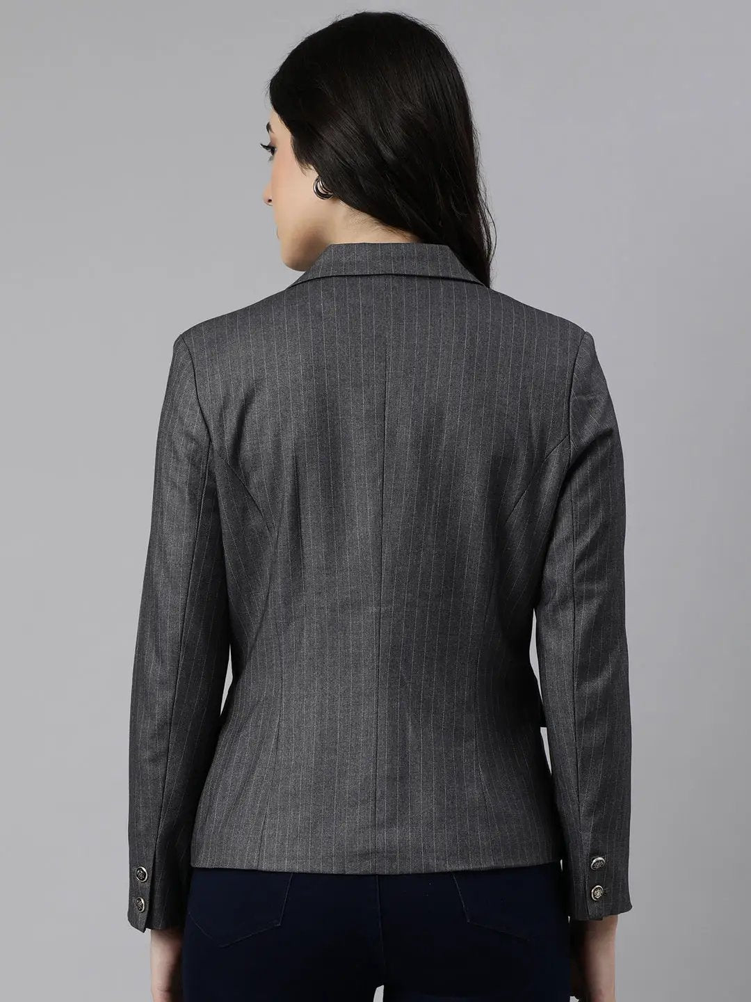Women's Grey Single-Breasted Blazer