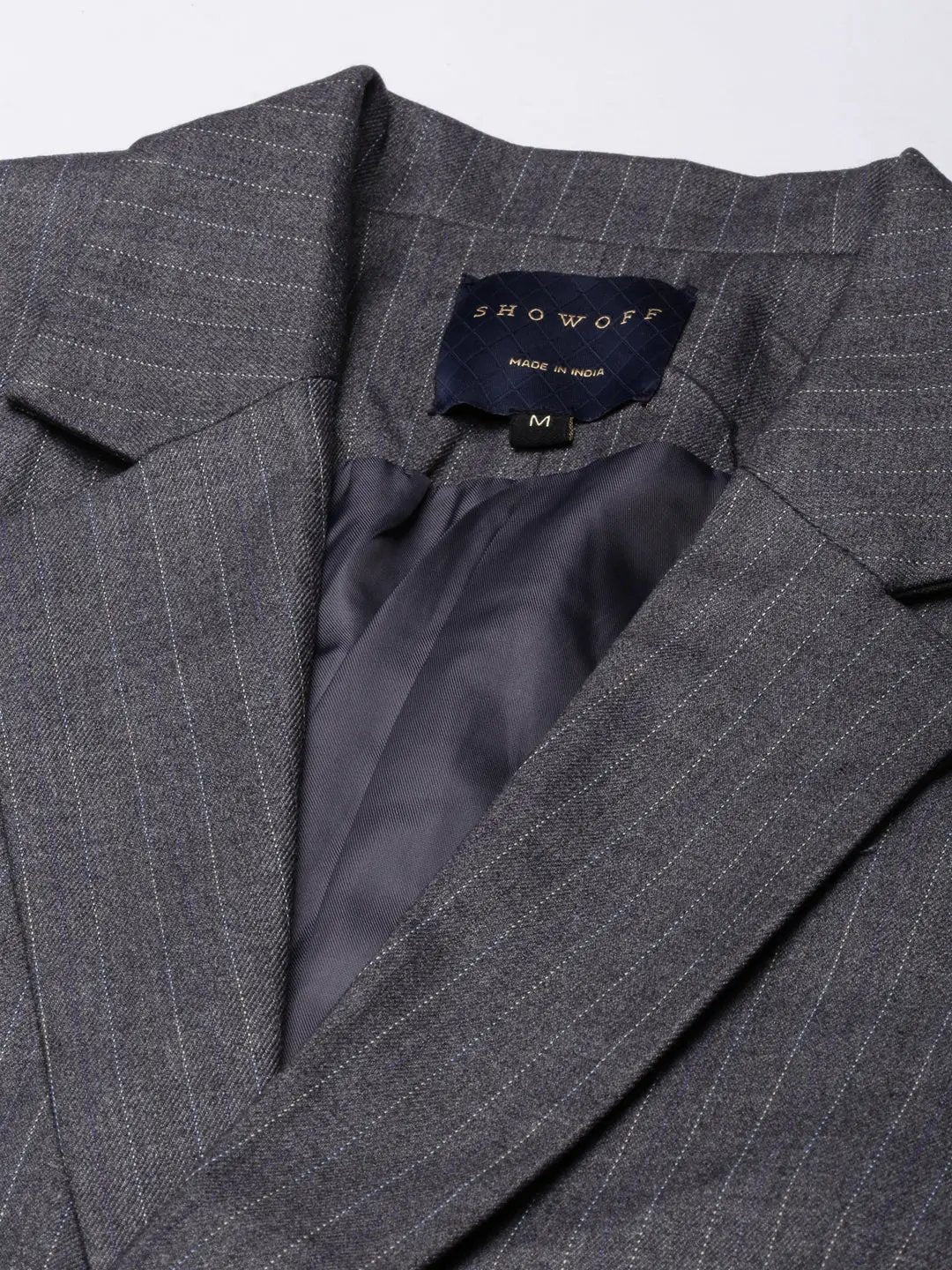 Women's Grey Single-Breasted Blazer