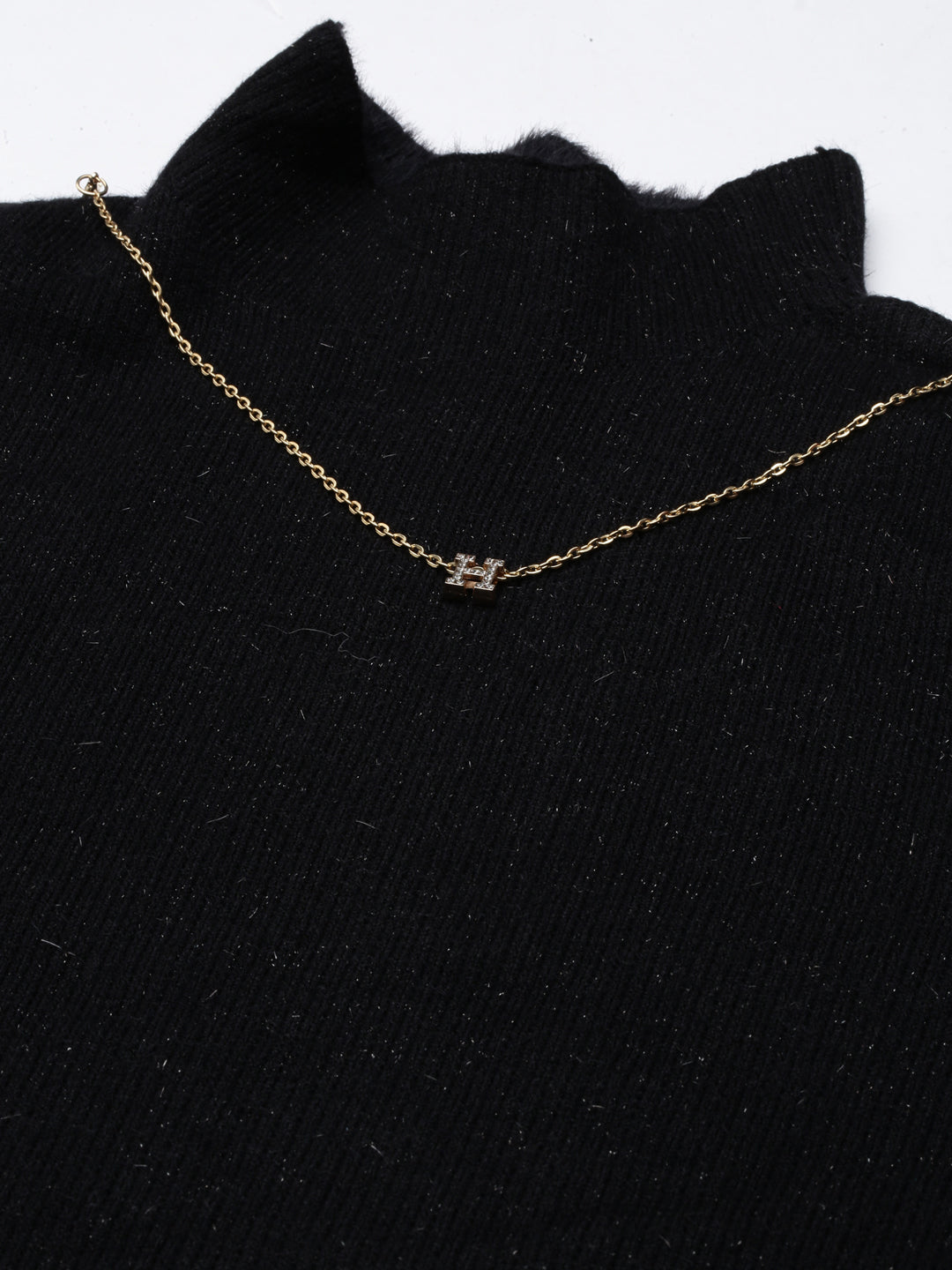 Women Solid Black Top Comes with Neck Chain