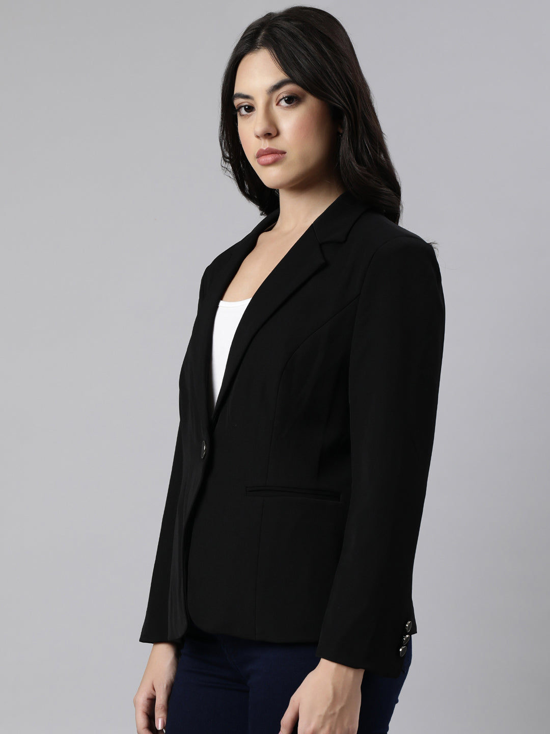 Women Black Single-Breasted Blazer