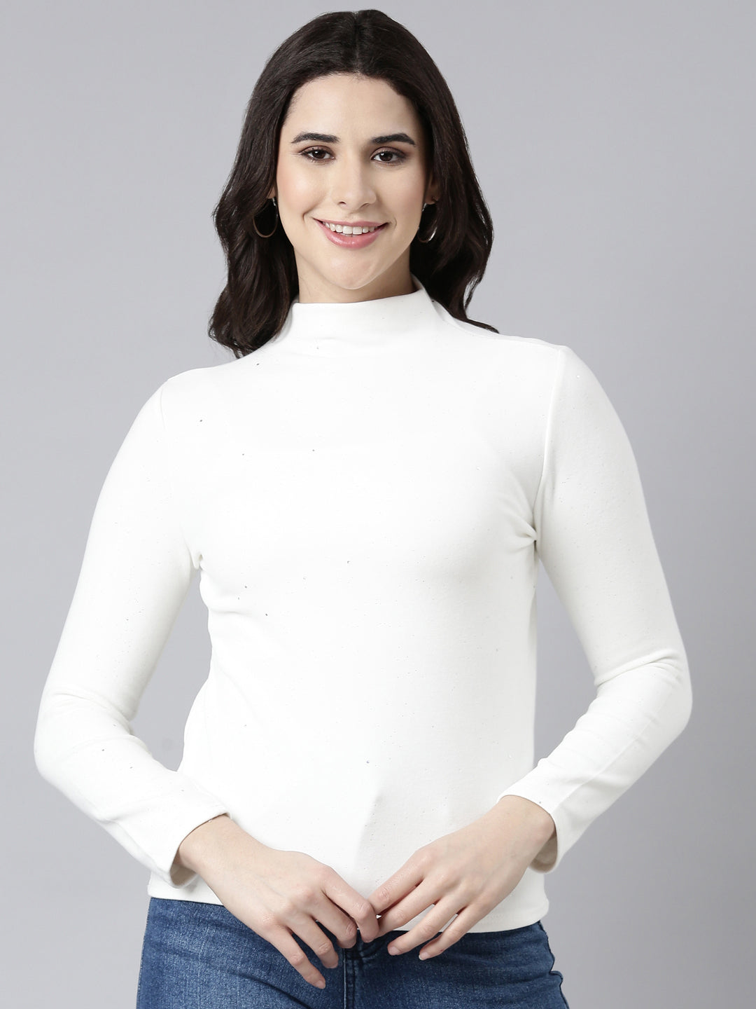 Women Solid Off White Top