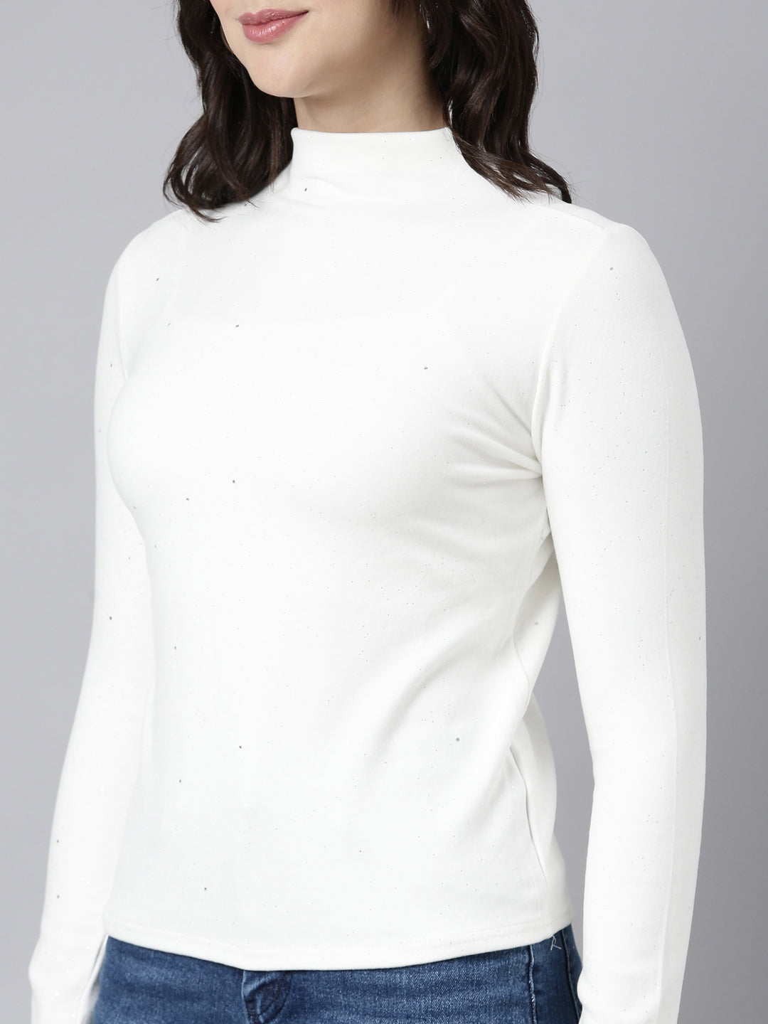 Women Solid Off White Top