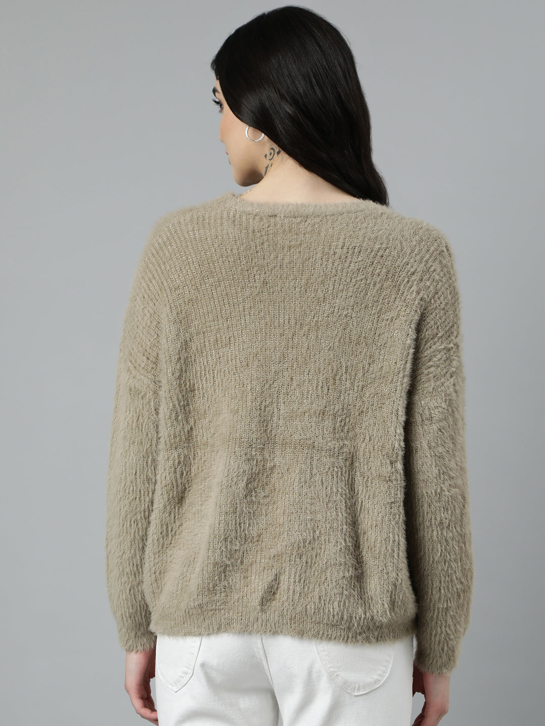 Women Solid Beige Cardigan