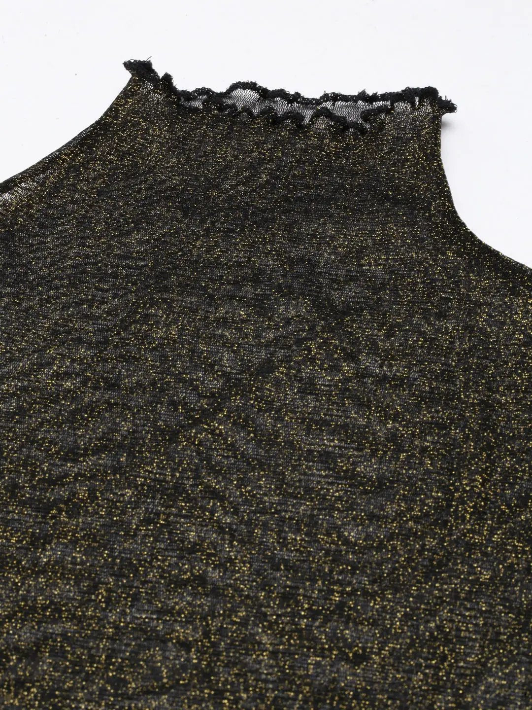 Women's Shimmer Black Sheer Top
