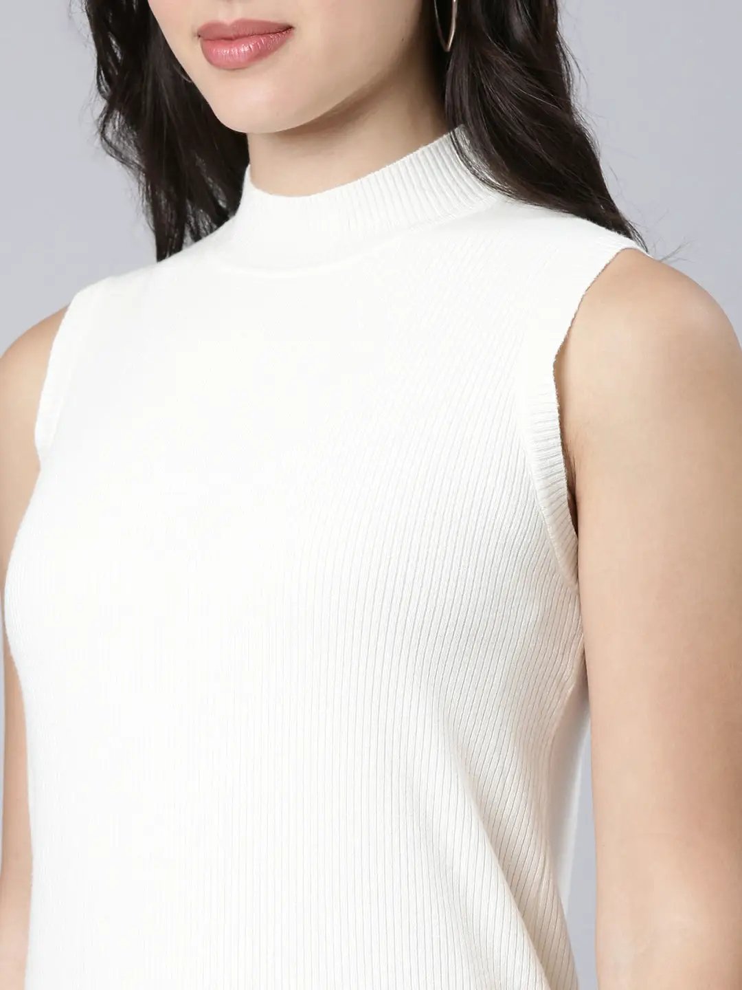 Women's Solid Cream A-Line Dress