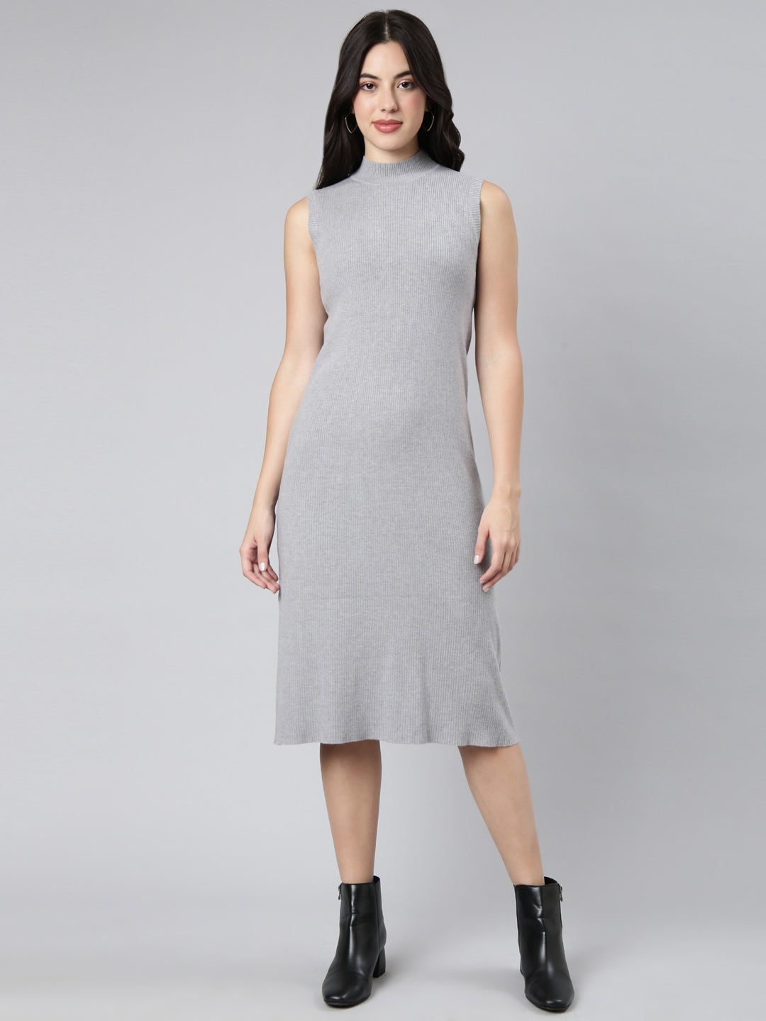 Women Solid Grey A-Line Dress