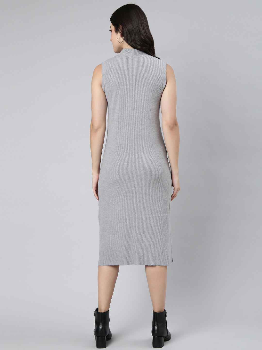 Women Solid Grey A-Line Dress