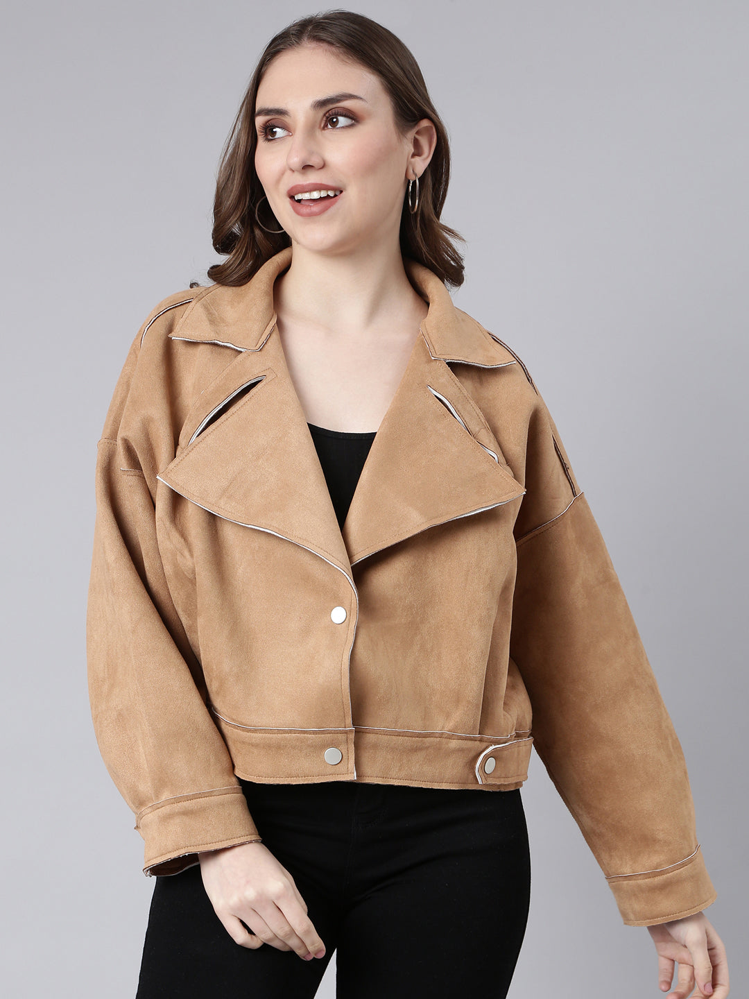 Women Solid Brown Tailored Jacket