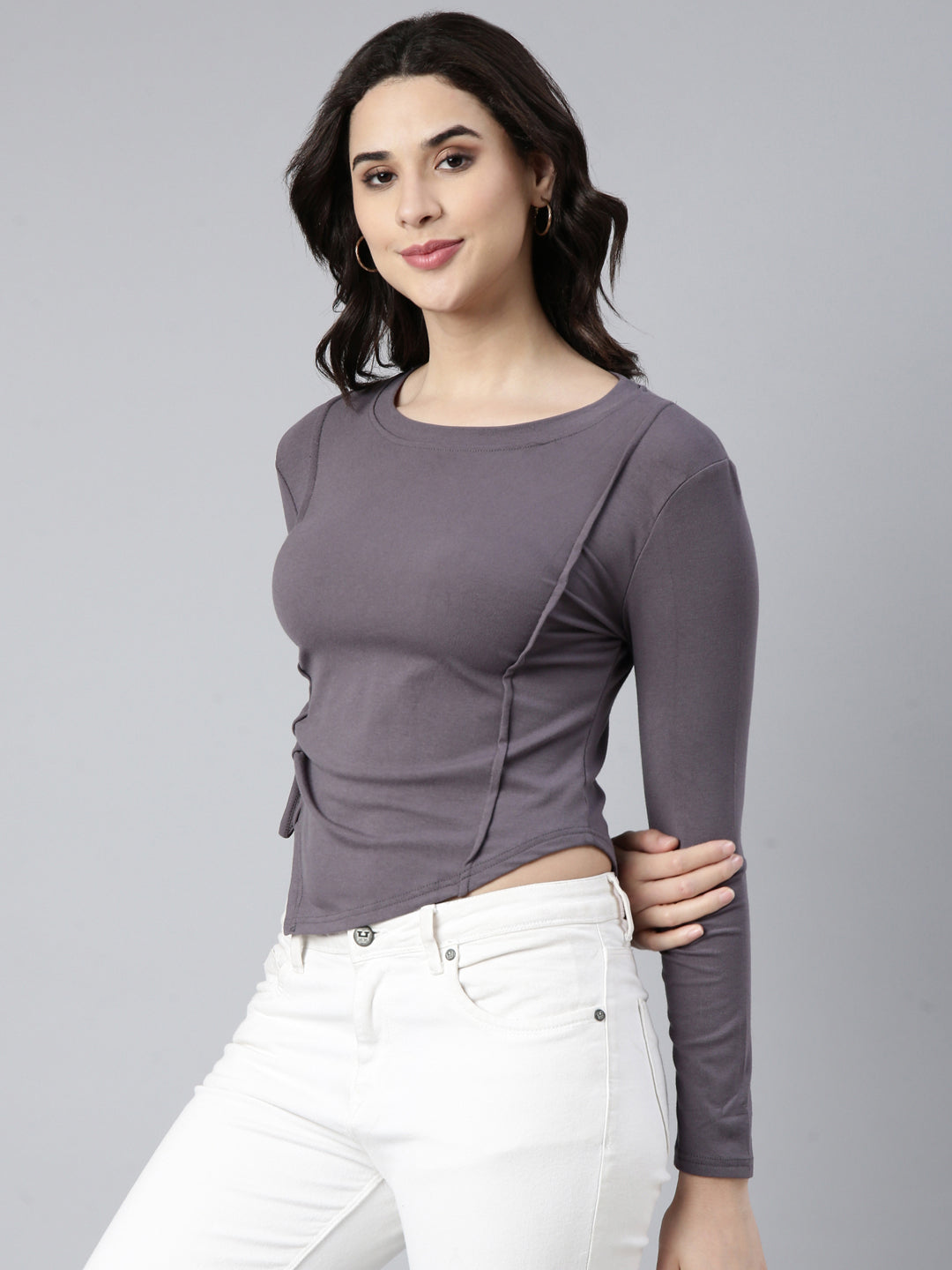 Women Solid Grey Top