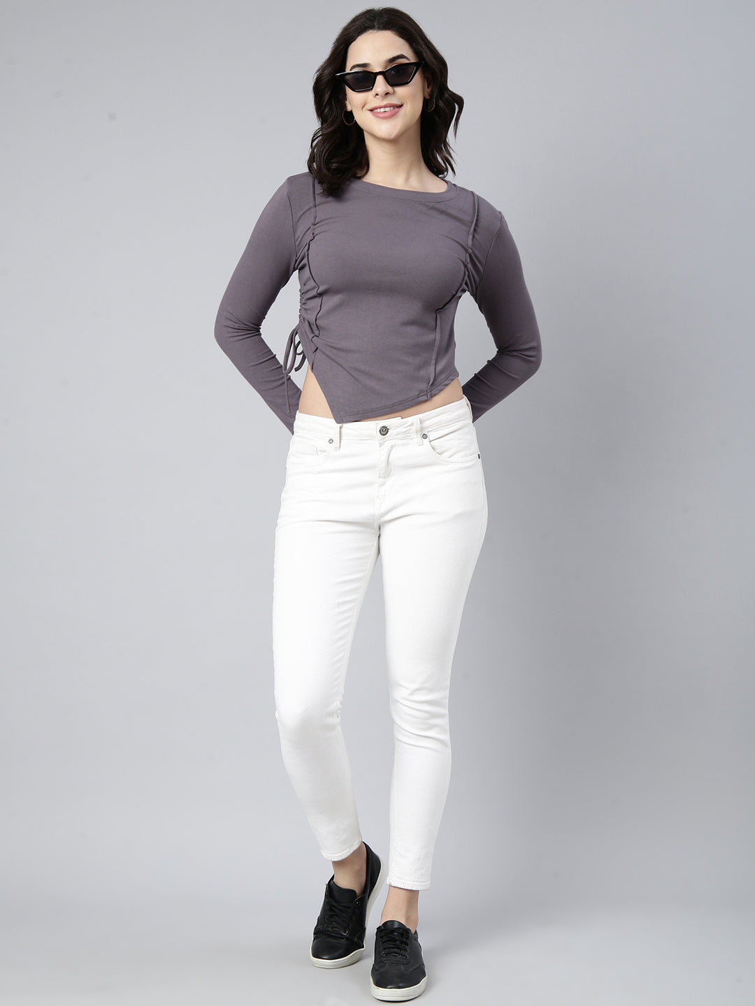 Women Solid Grey Top