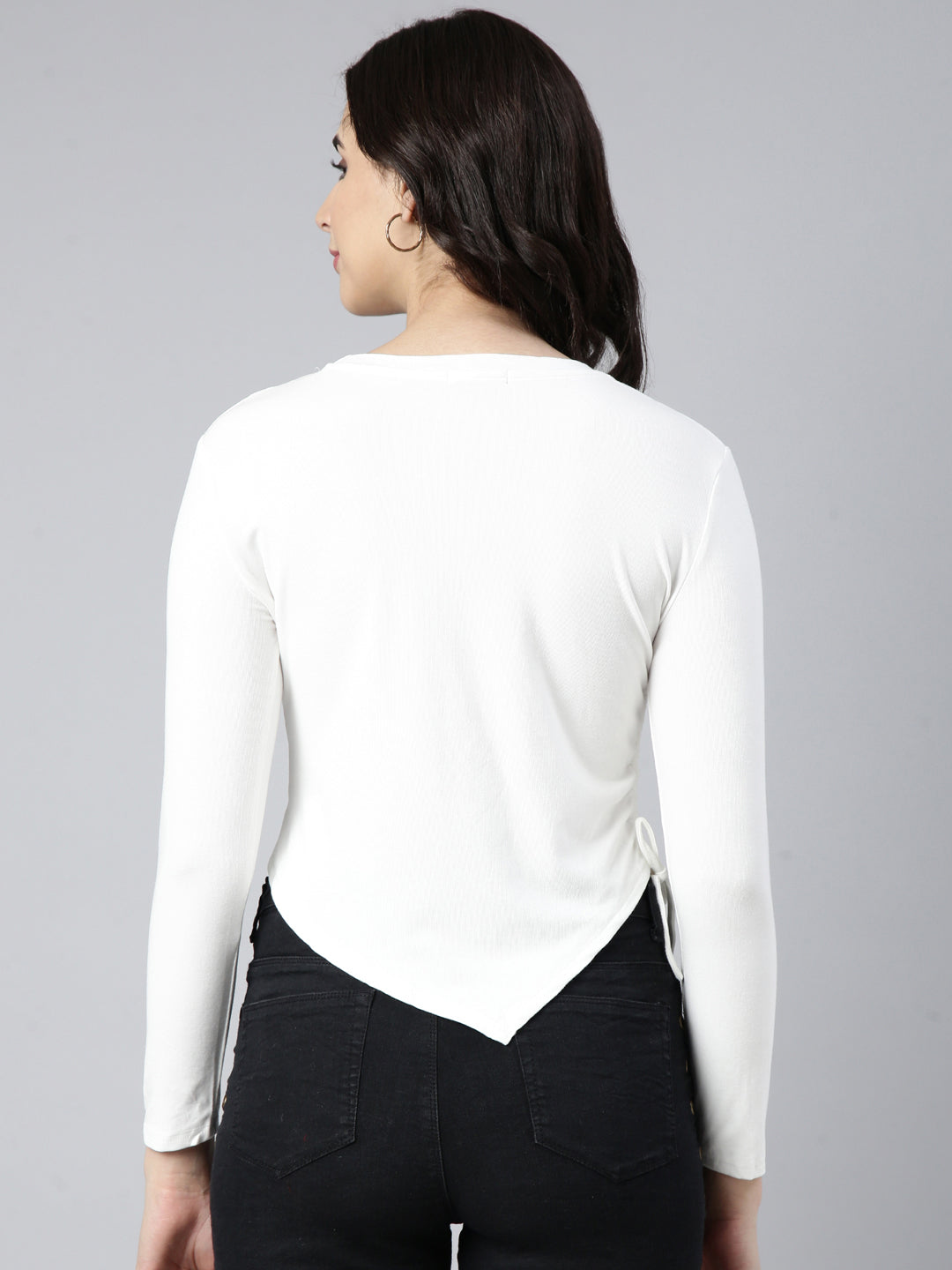 Women Solid Off White Top