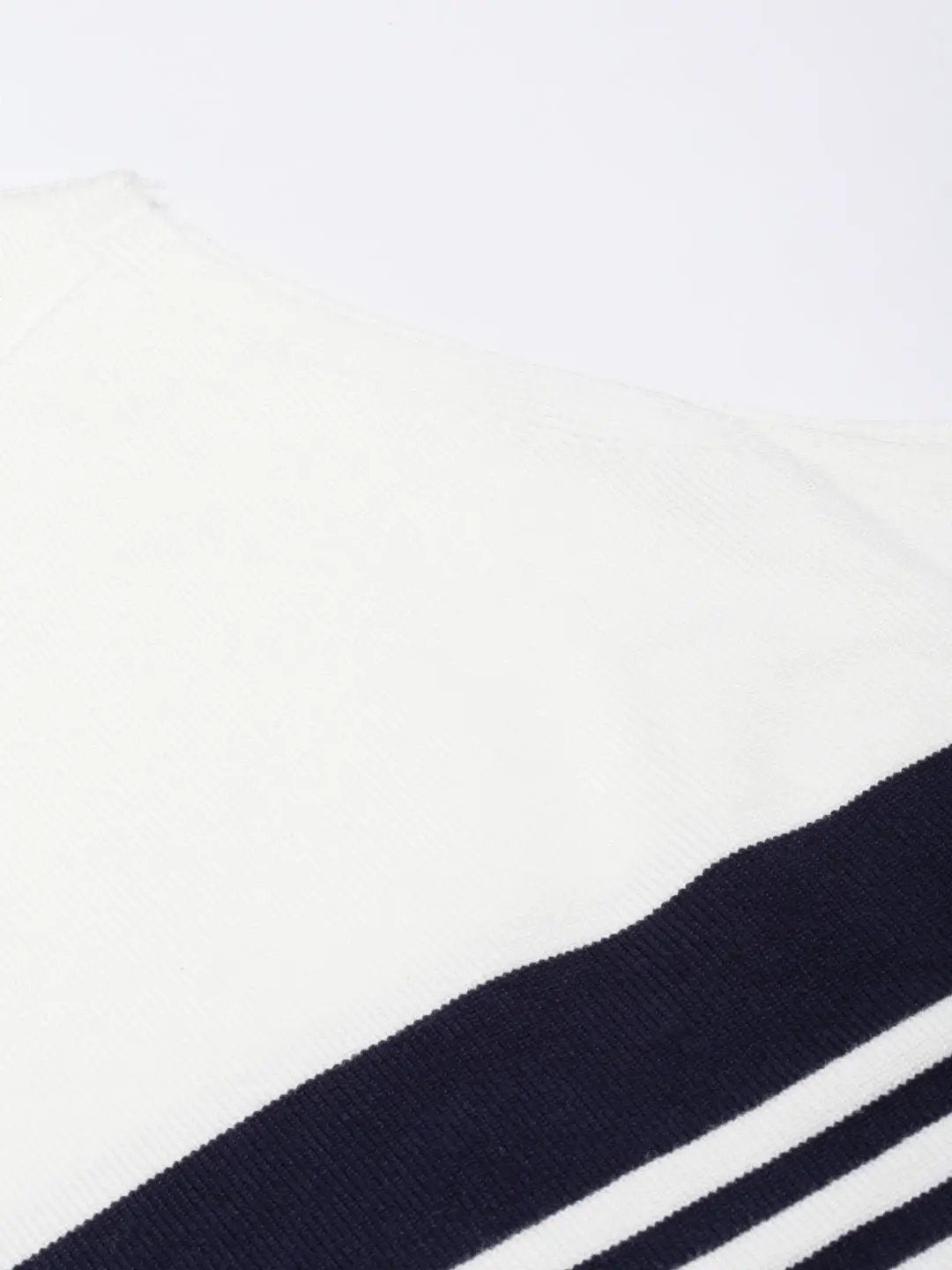 Women's Striped Boxy Navy Blue Top