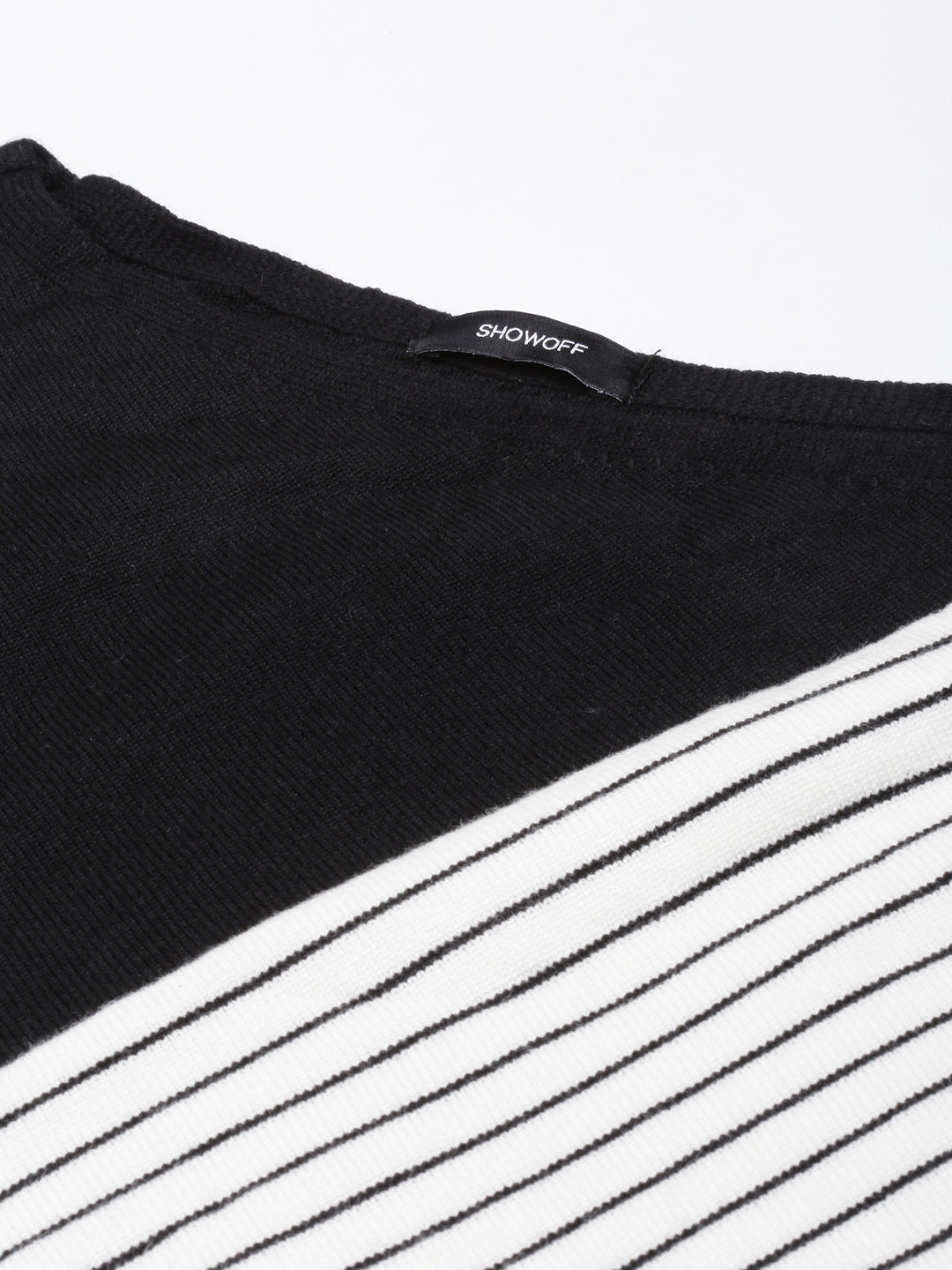 Women's Colourblocked Boxy Black Top