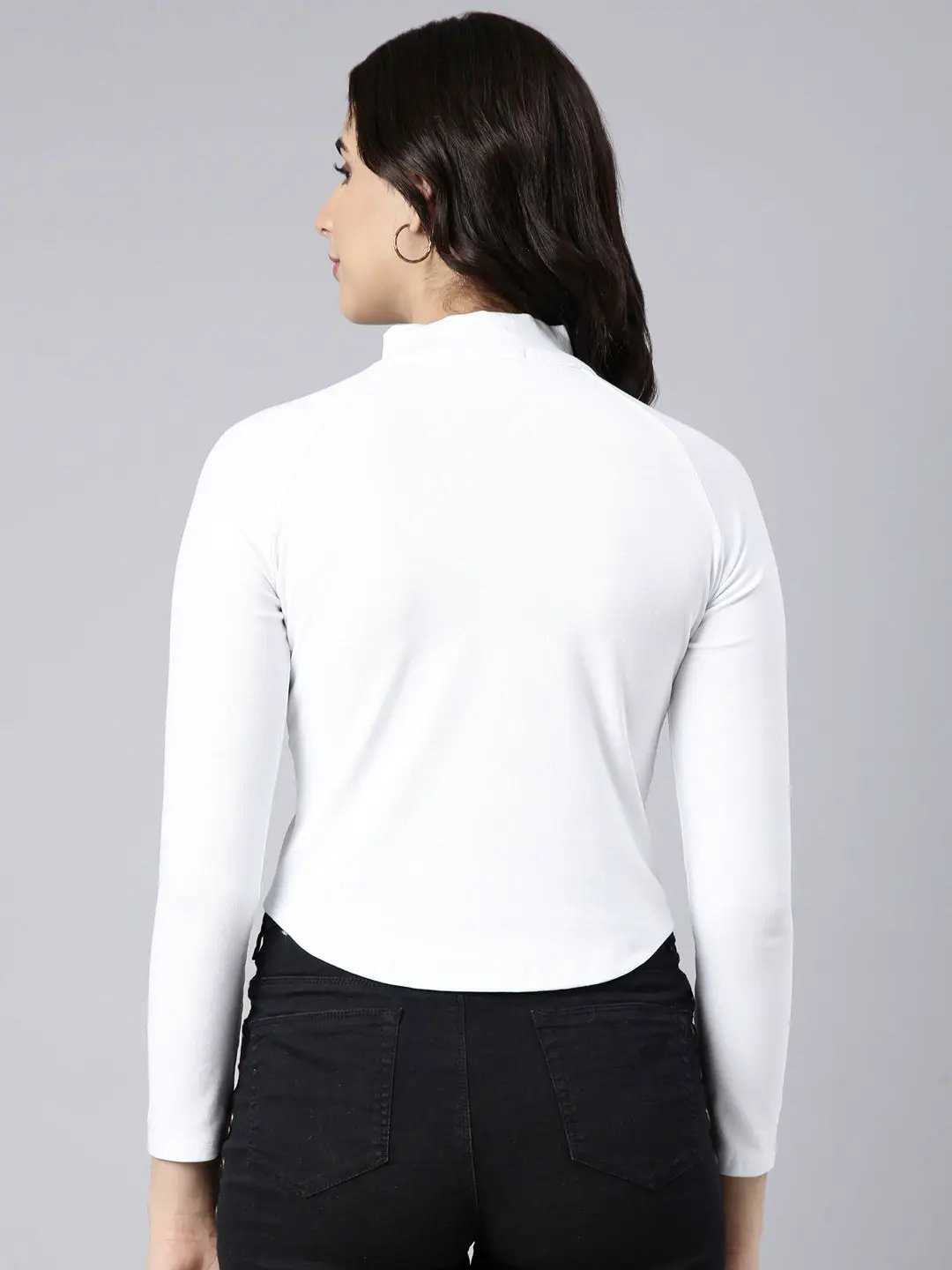 Women's Solid White Crop Top
