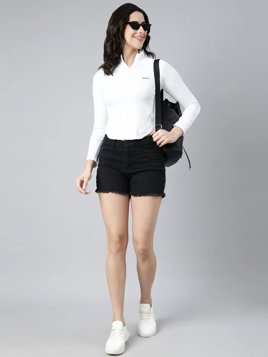 Women's Solid White Crop Top