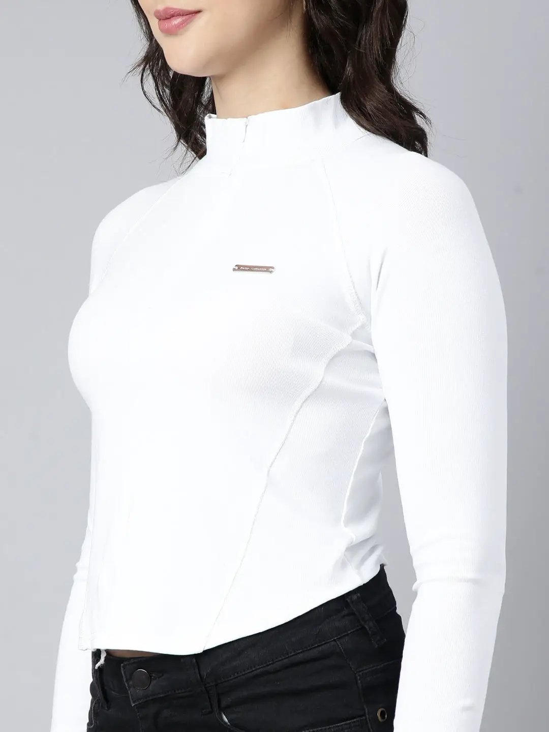 Women's Solid White Crop Top