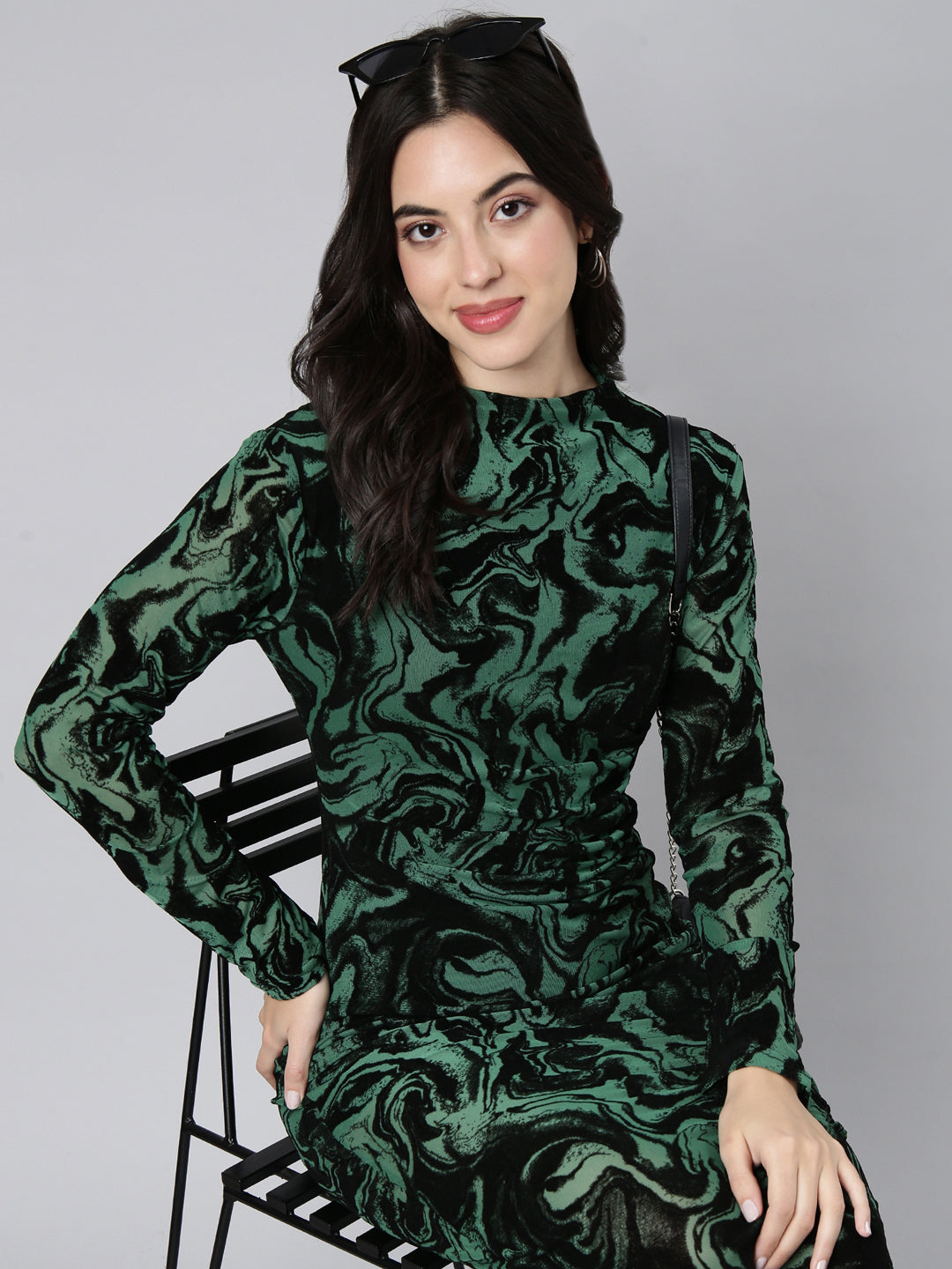 Women Self Design Green Bodycon Dress