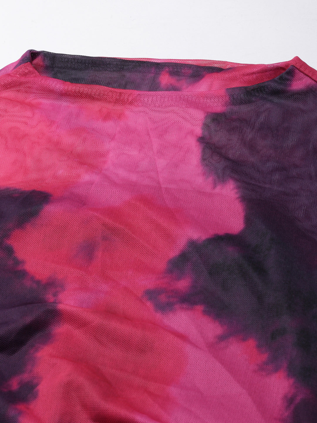 Women's Pink Dyed Net Midi Bodycon Dress