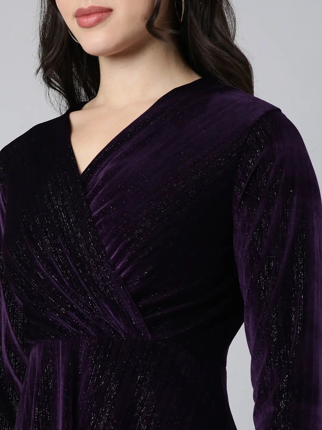 Women's Solid Purple Empire Dress