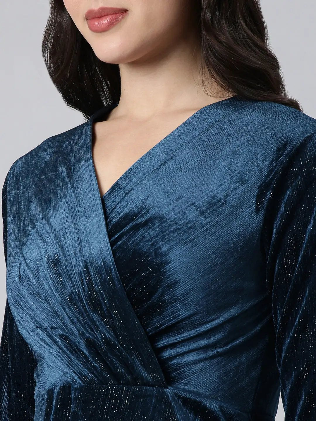 Women's Solid Teal A-Line Dress