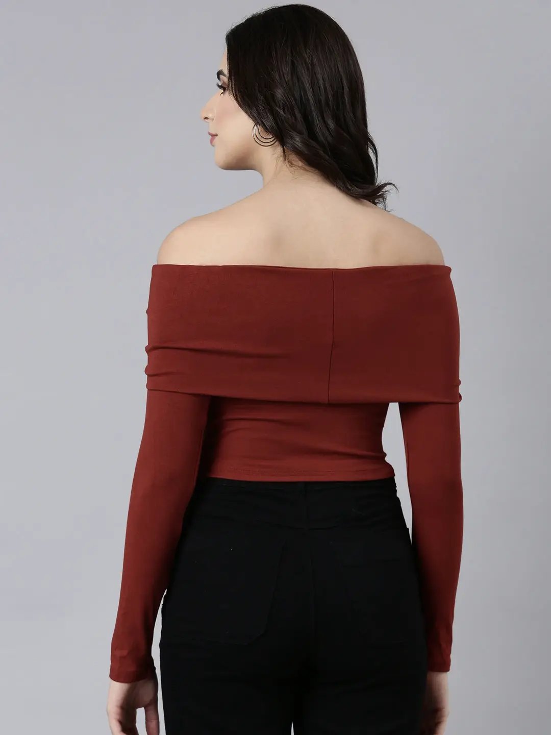 Women's Solid Rust Crop Top