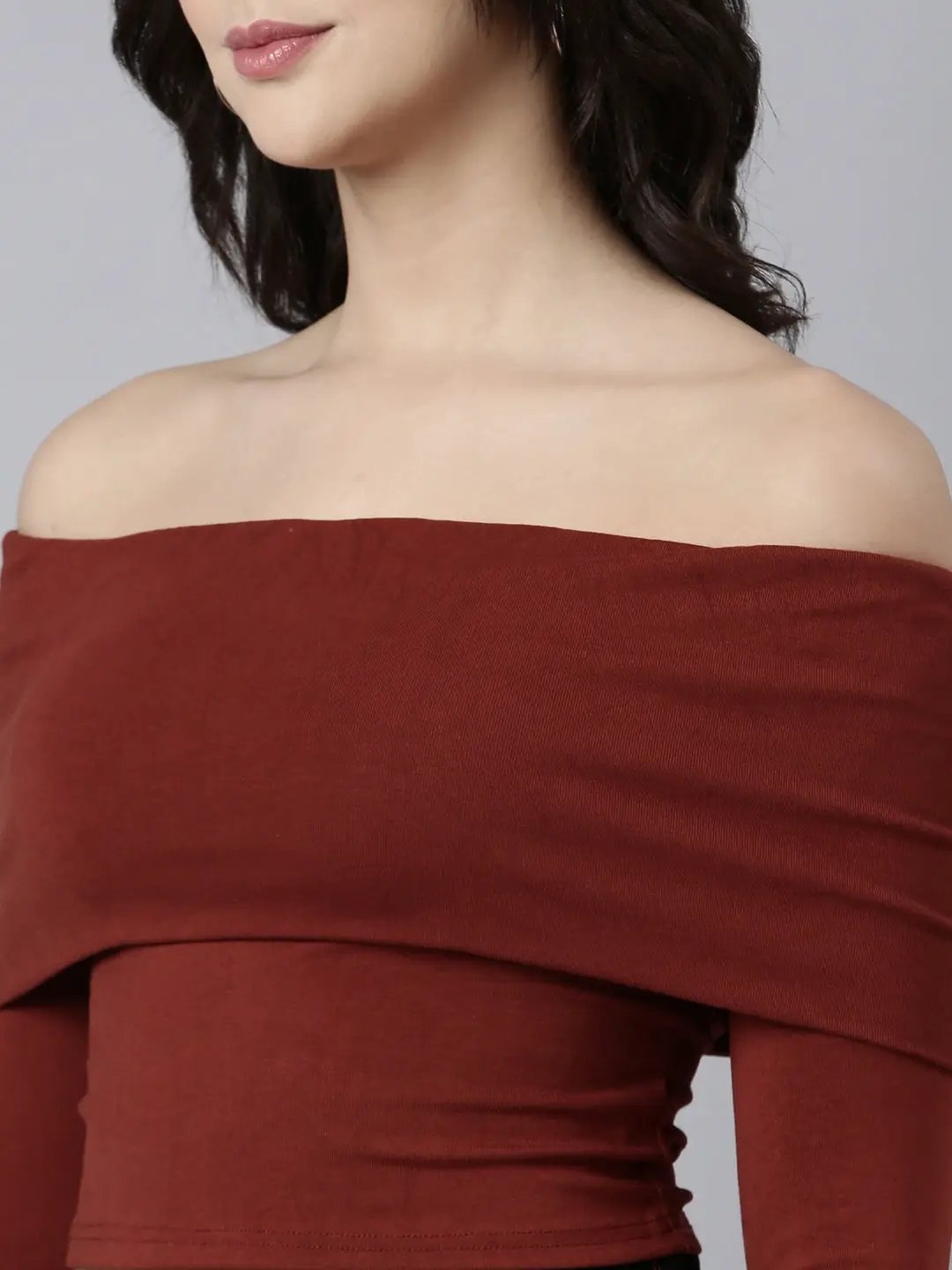 Women's Solid Rust Crop Top