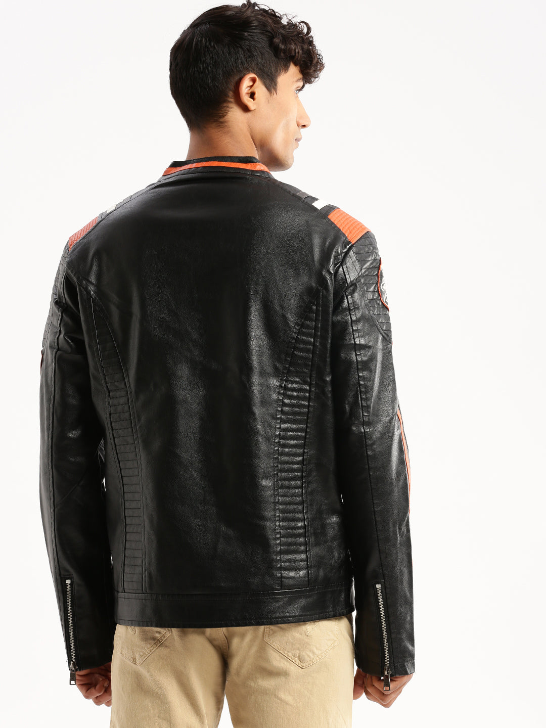 Men's Black Stand Collar Solid Tailored Jacket