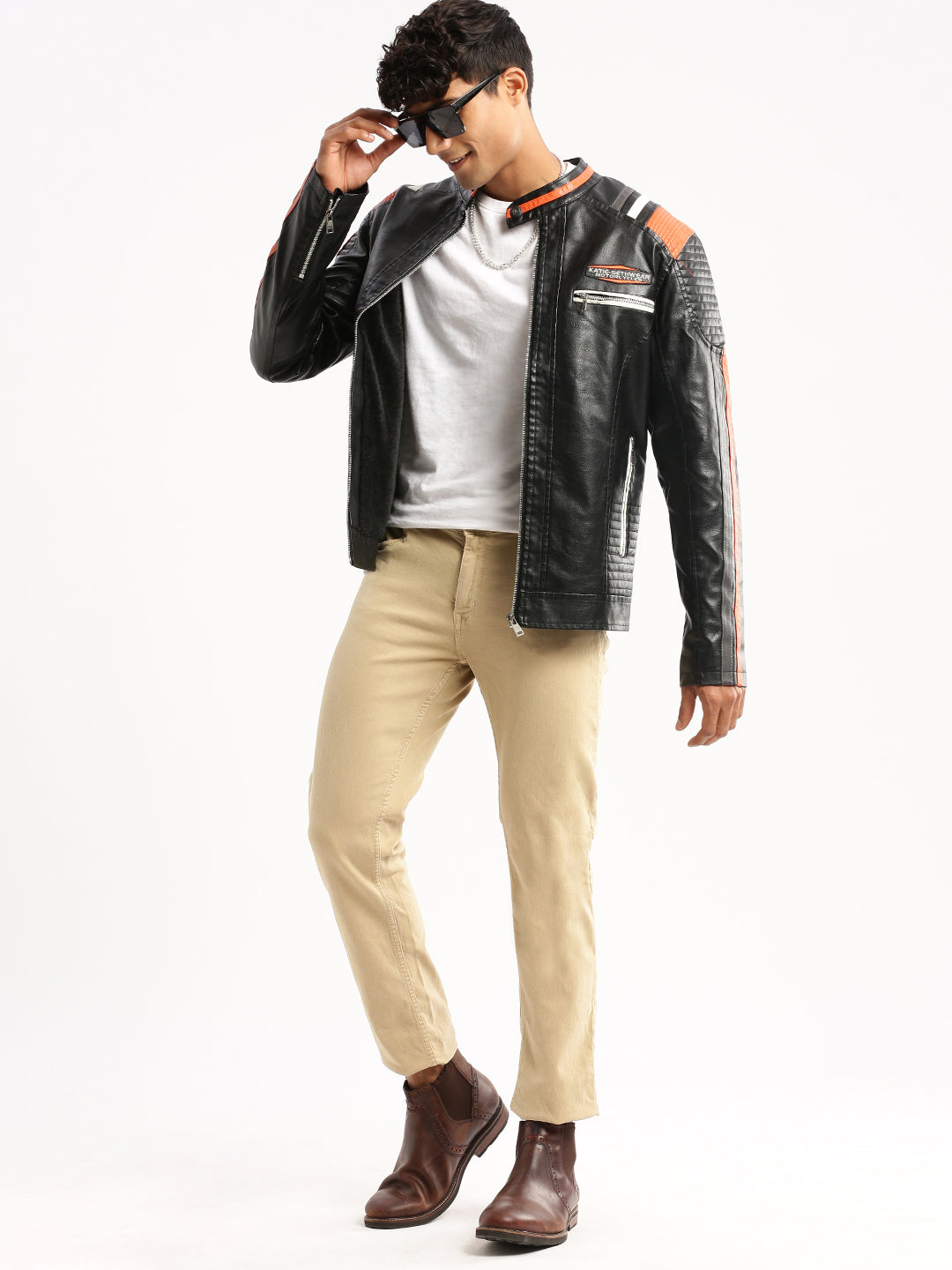 Men's Black Stand Collar Solid Tailored Jacket