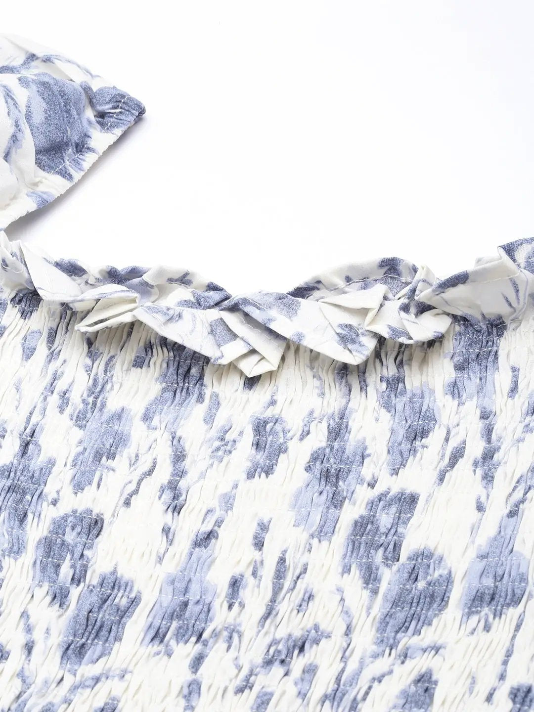 Women's Floral Peplum Cream Crop Top
