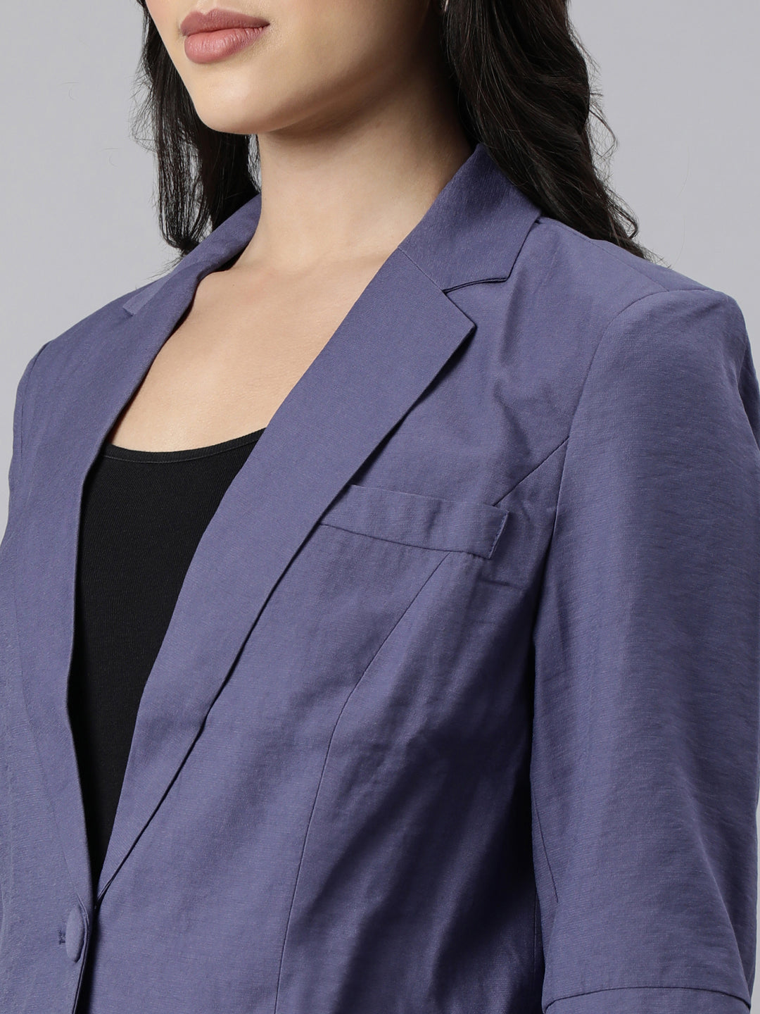 Women Violet Single-Breasted Blazer