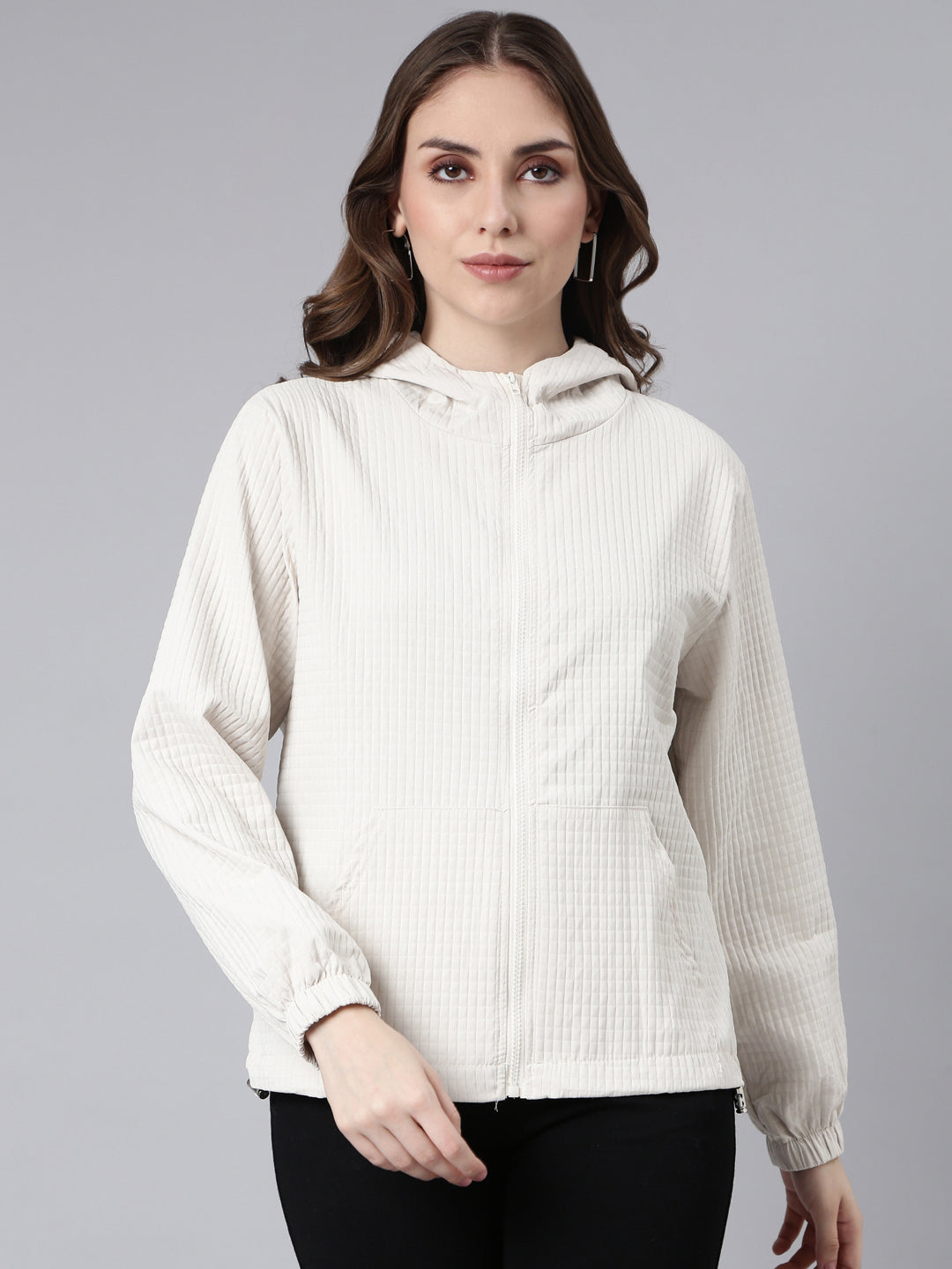 Women's Solid Beige Oversized Drop Shoulder Tailored Jacket