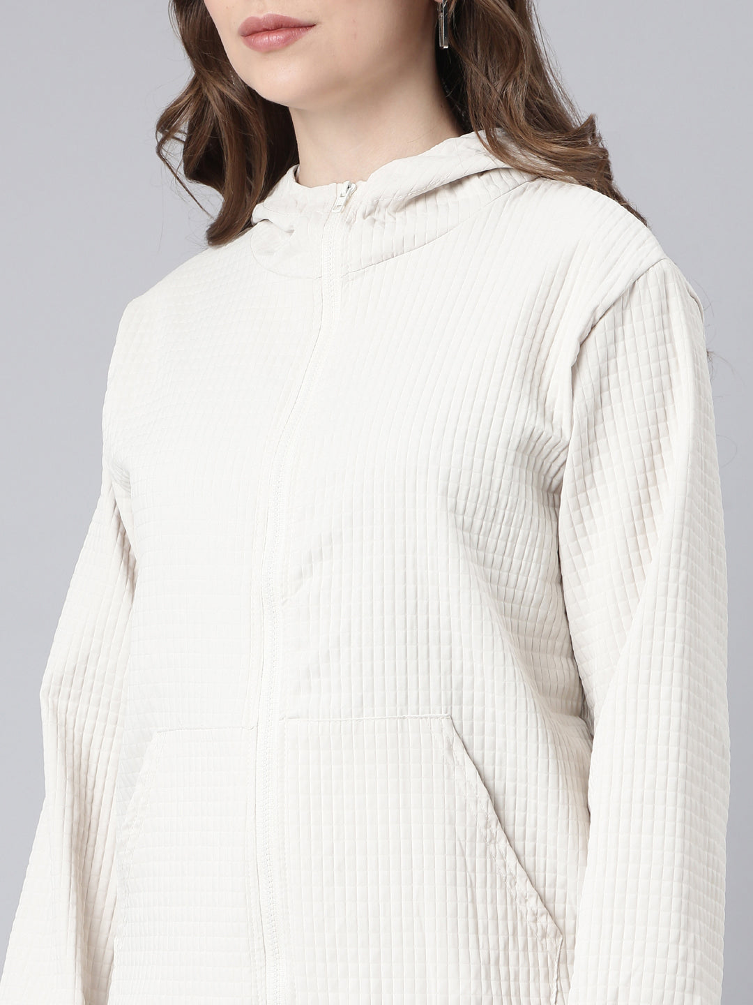 Women's Solid Beige Oversized Drop Shoulder Tailored Jacket