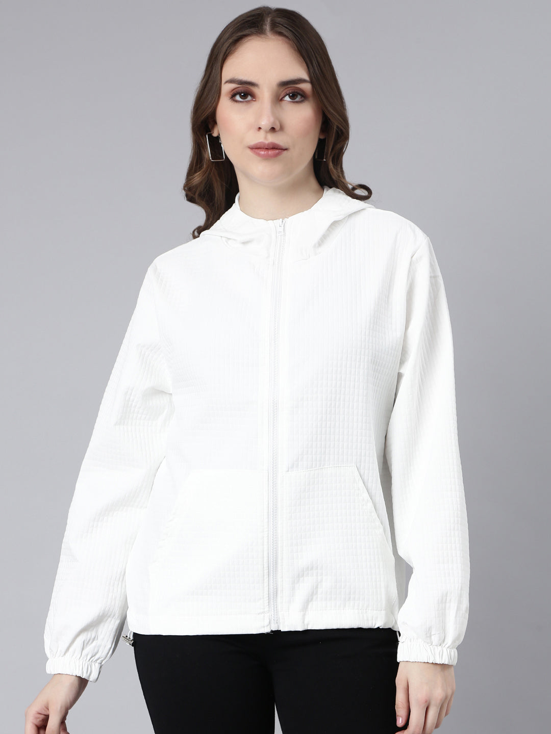 Women's Solid White Oversized Drop Shoulder Tailored Jacket