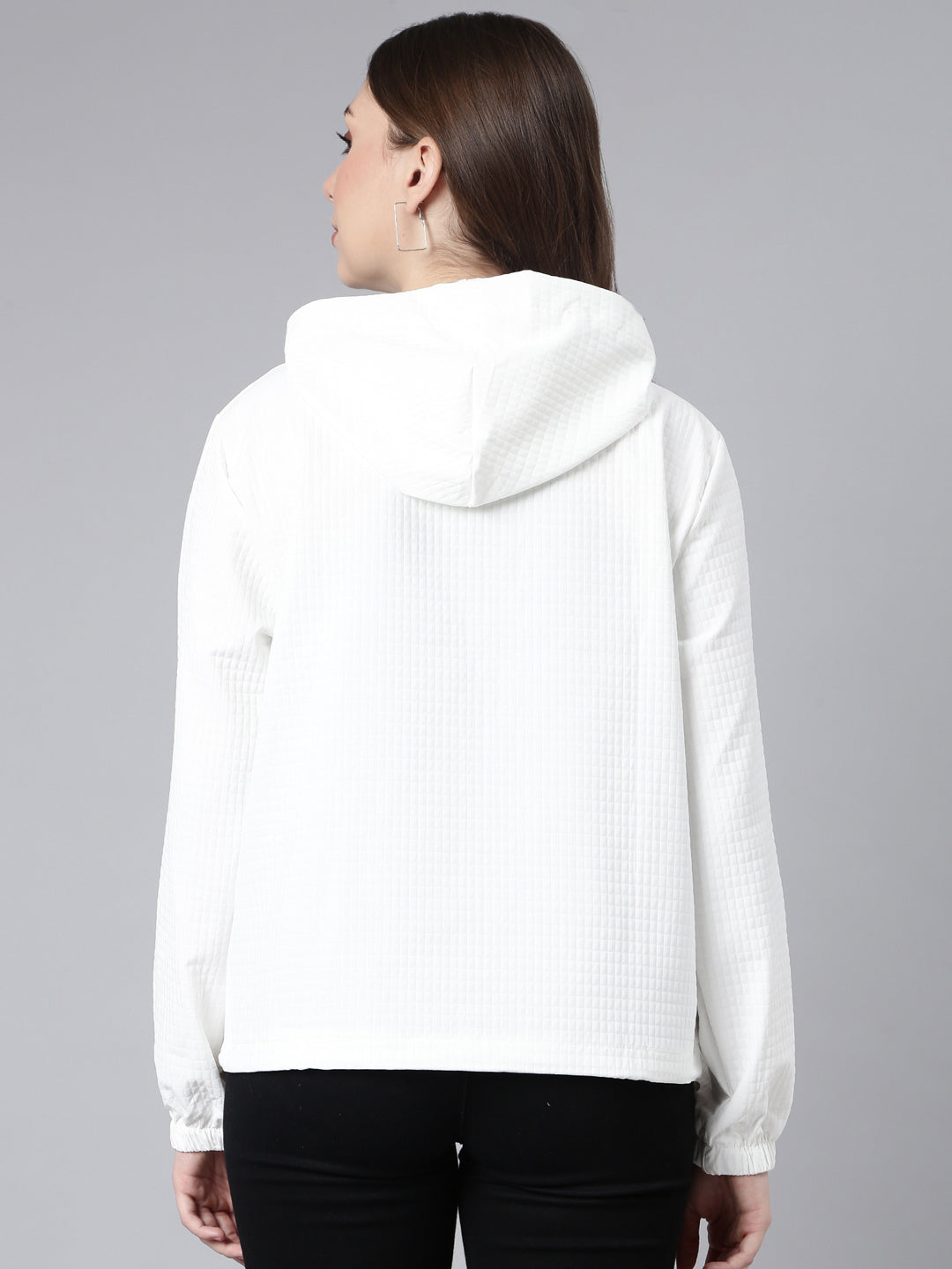 Women's Solid White Oversized Drop Shoulder Tailored Jacket