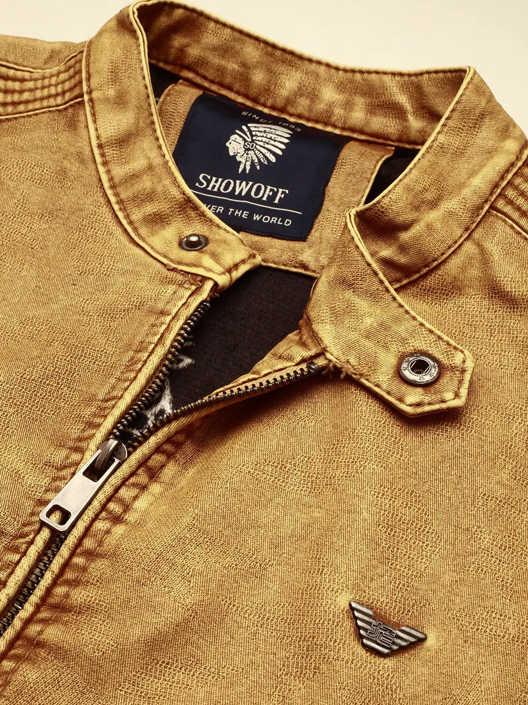 Men's Beige Solid Western Jacket