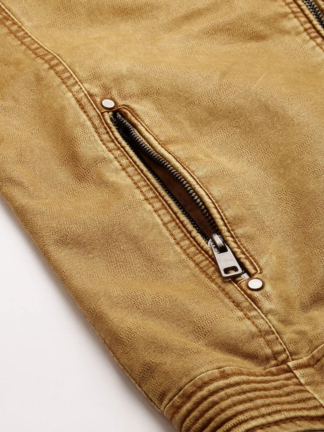 Men's Beige Solid Western Jacket