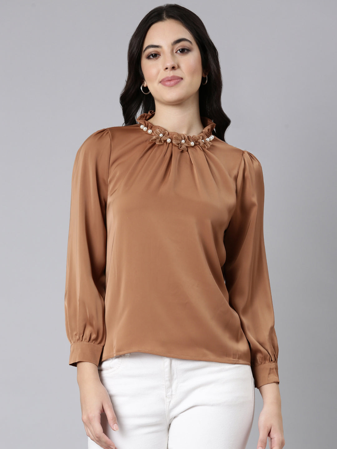 Women Solid Brown Top