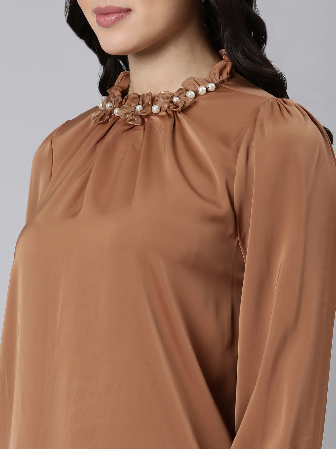 Women Solid Brown Top