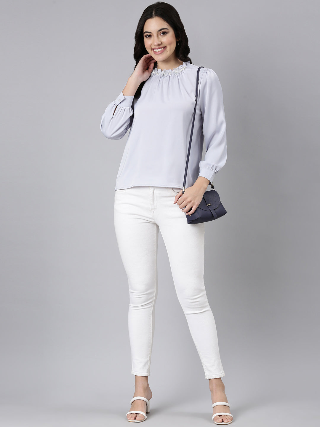 Women Solid Lavender Top