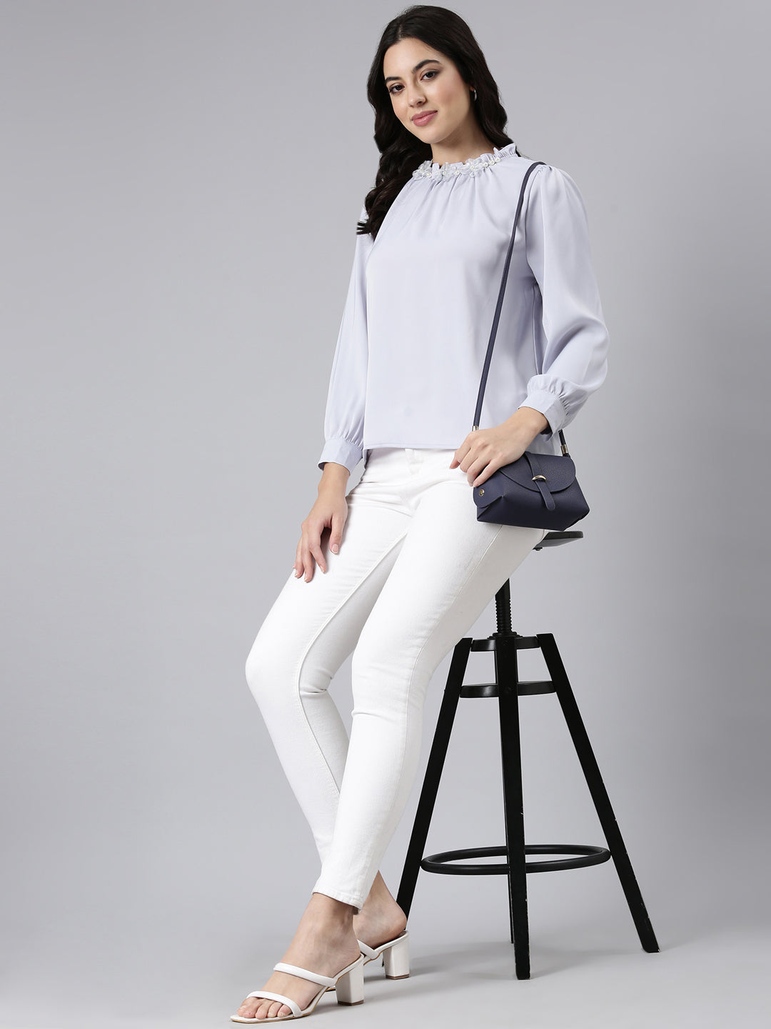 Women Solid Lavender Top