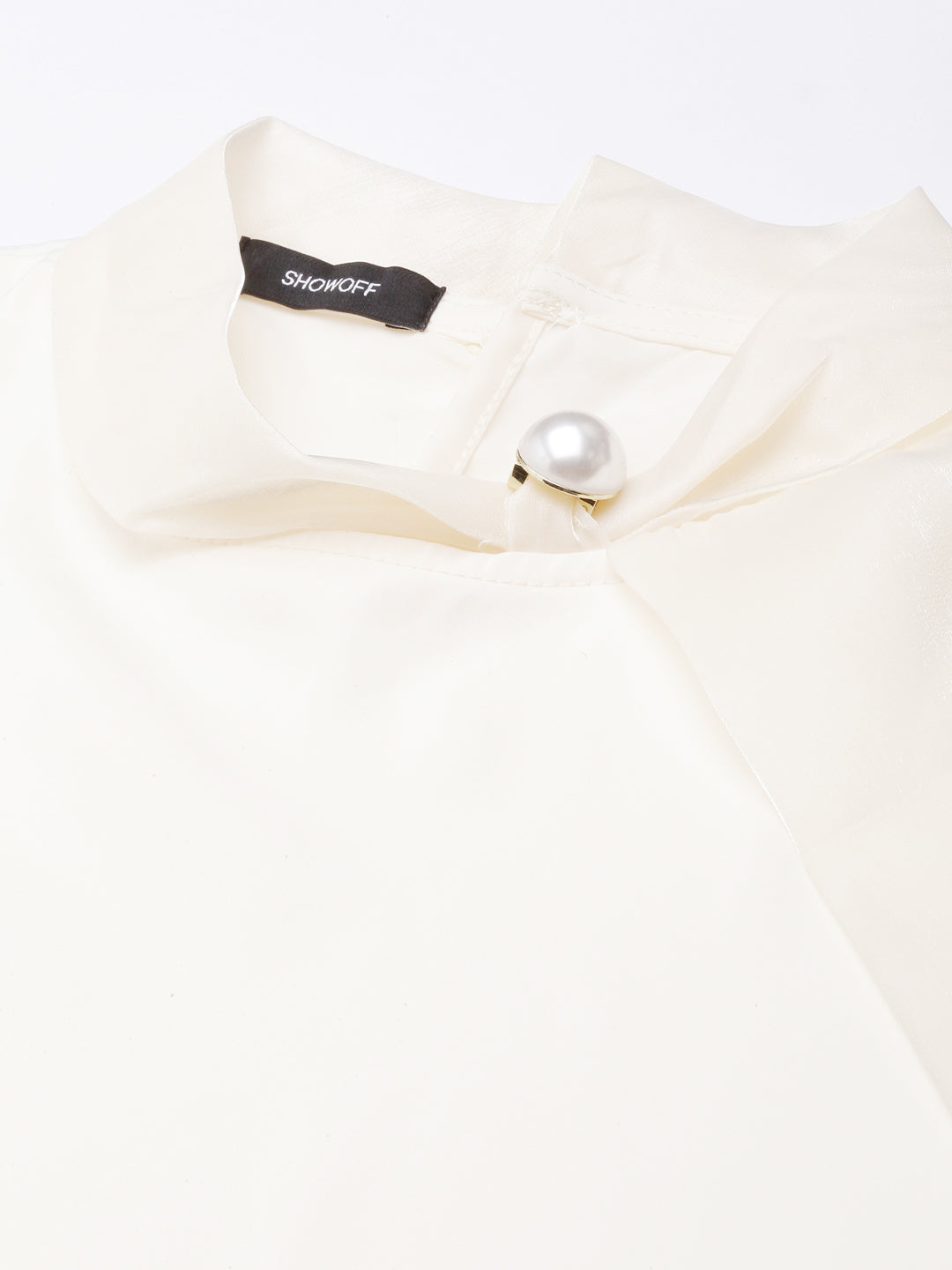 Women Solid Shirt Style Cream Top