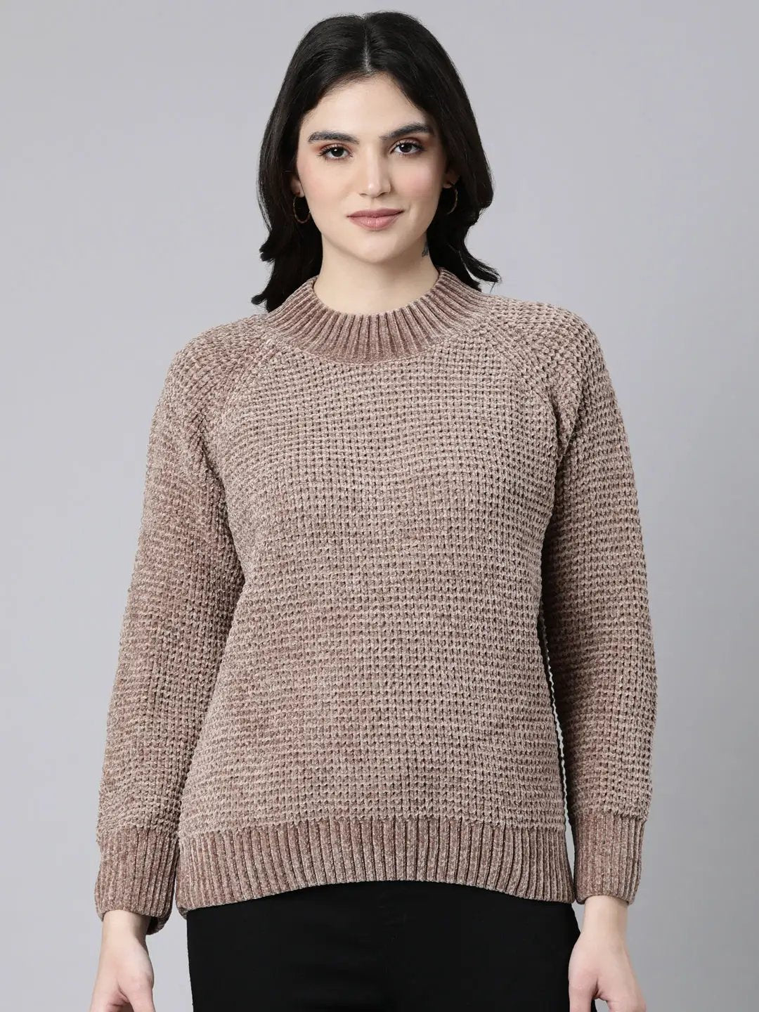 Women's Solid Brown Pullover