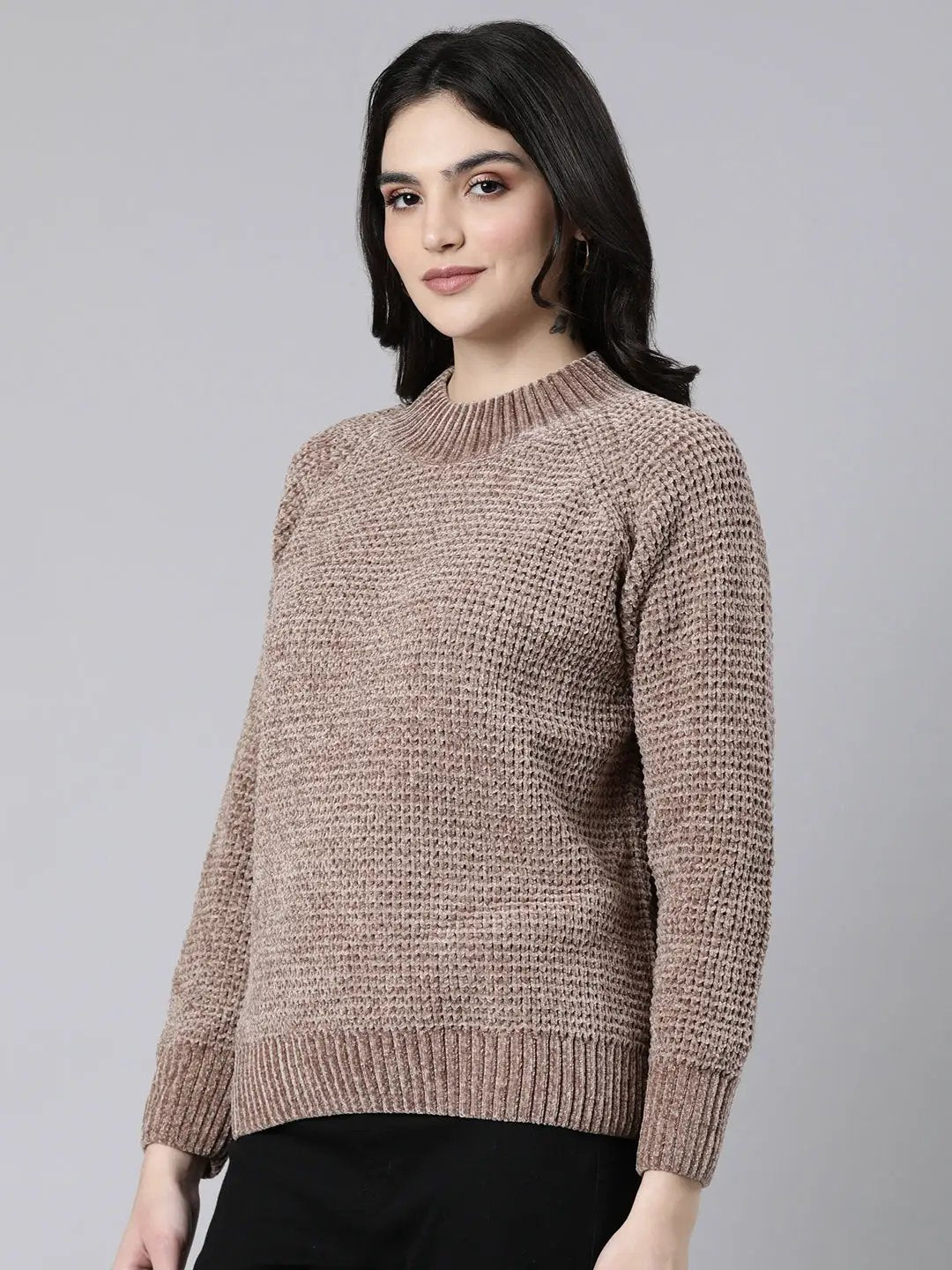 Women's Solid Brown Pullover