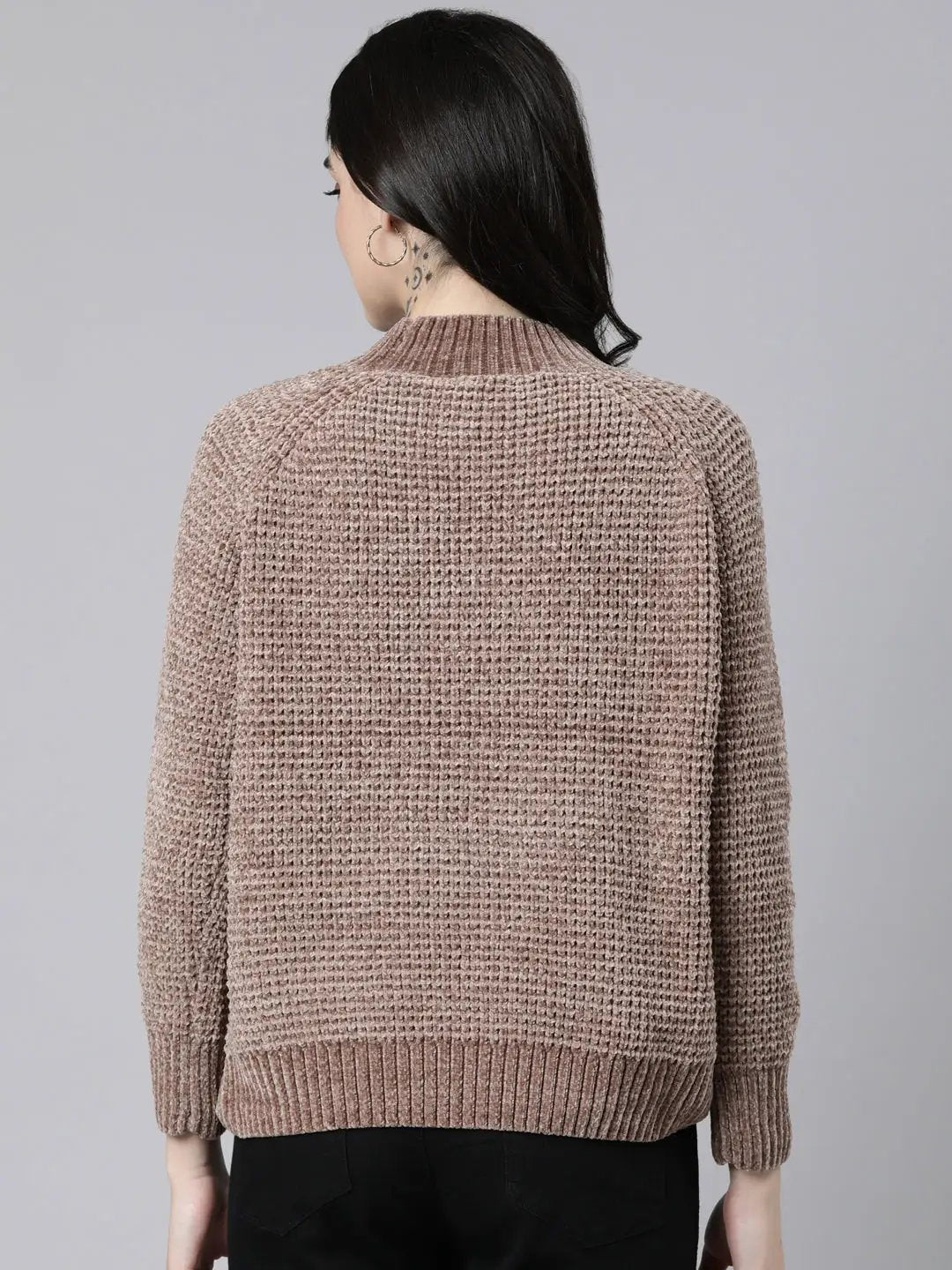Women's Solid Brown Pullover