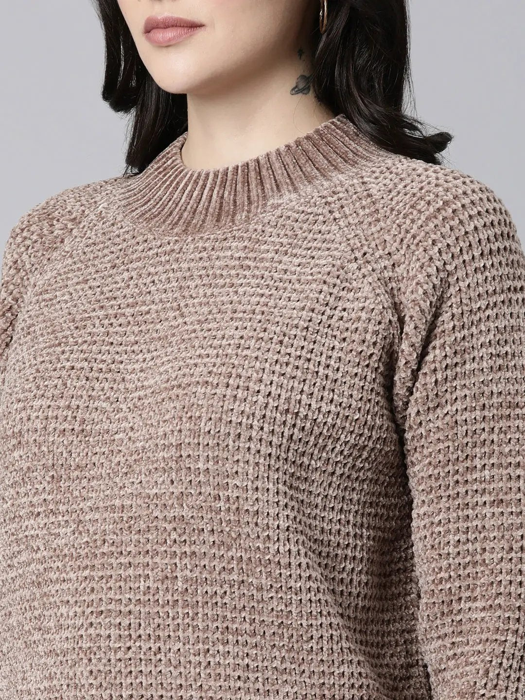 Women's Solid Brown Pullover