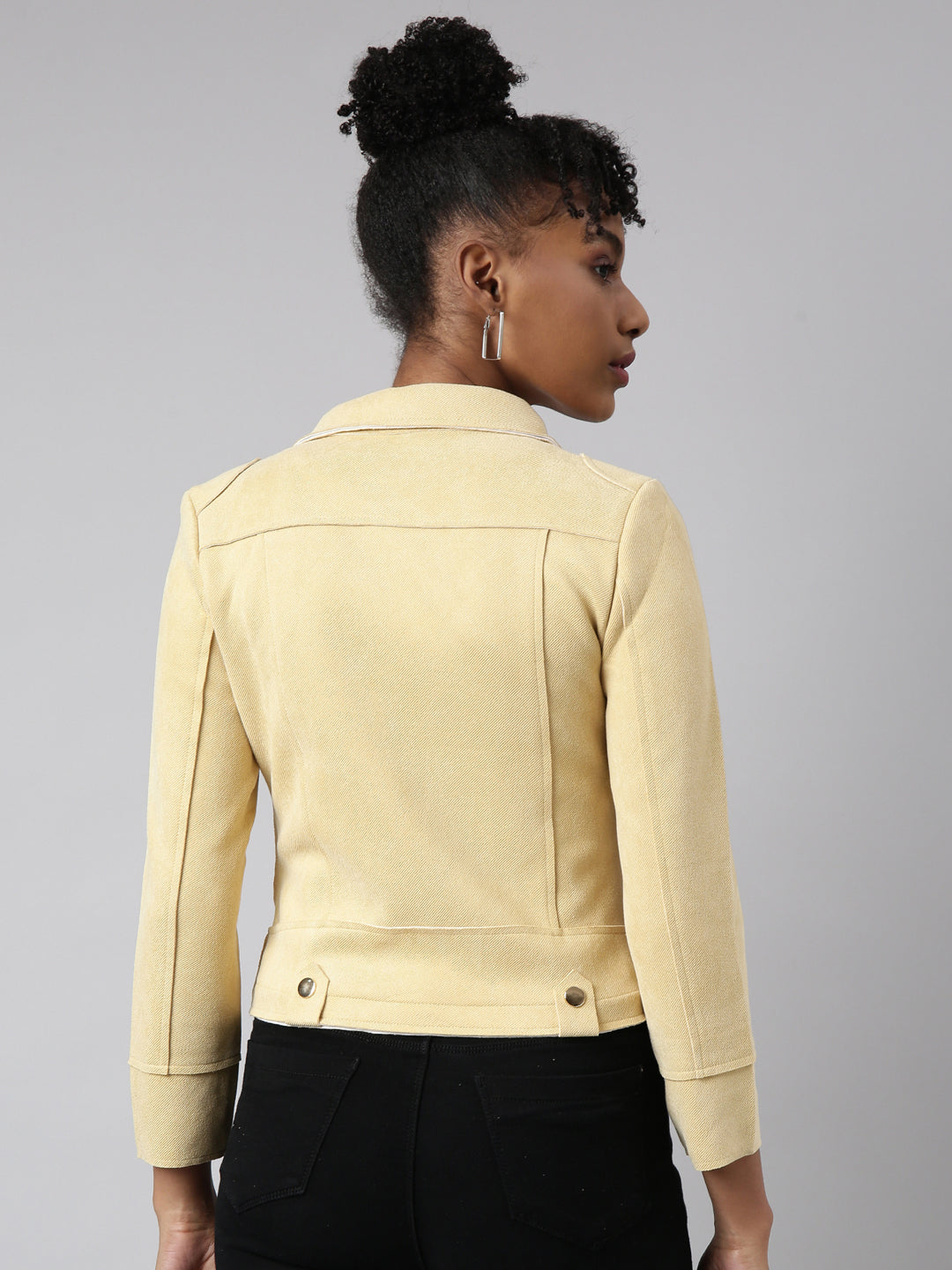 Women Solid Yellow Tailored Jacket