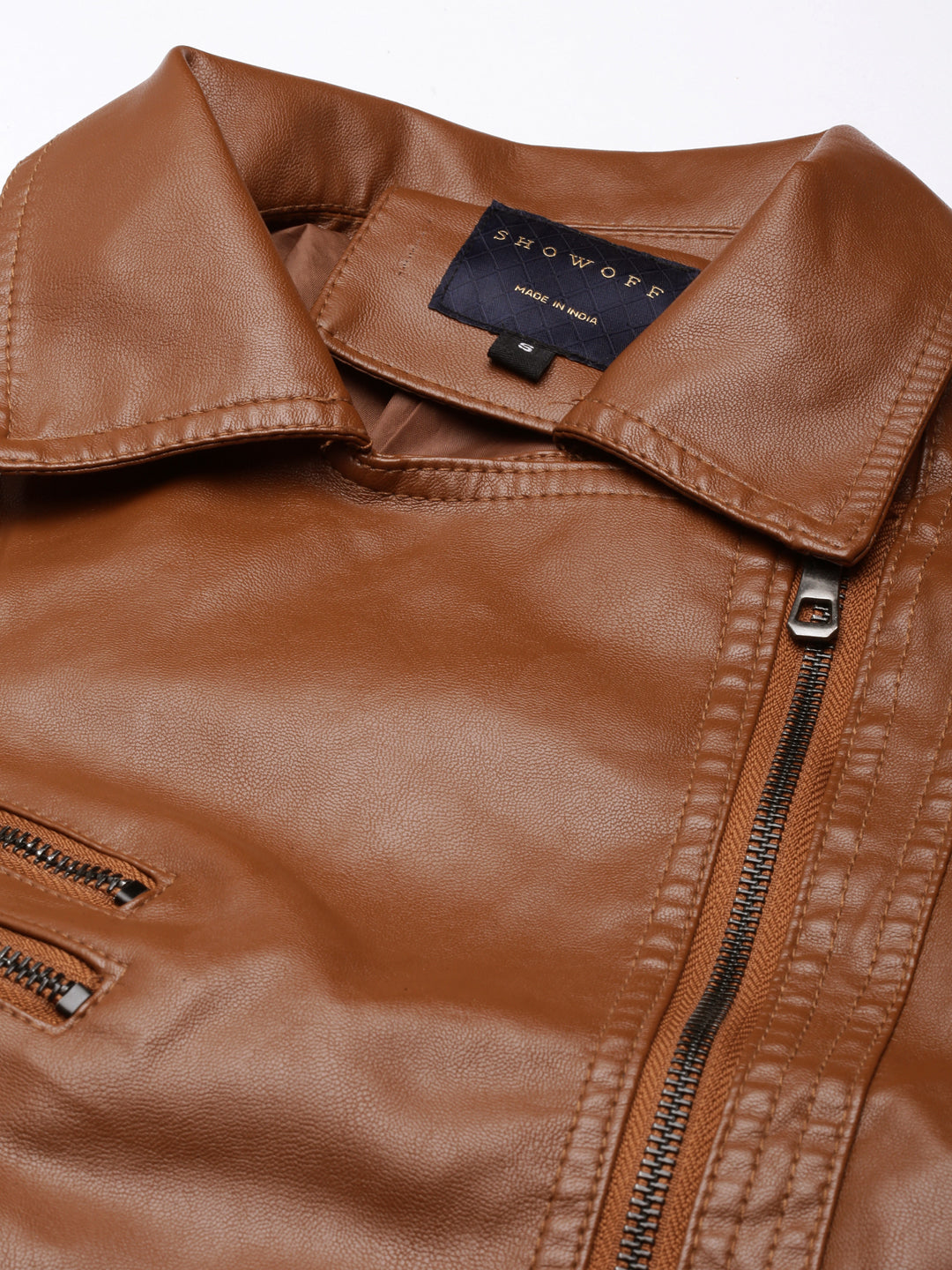 Women Solid Brown Biker Jacket