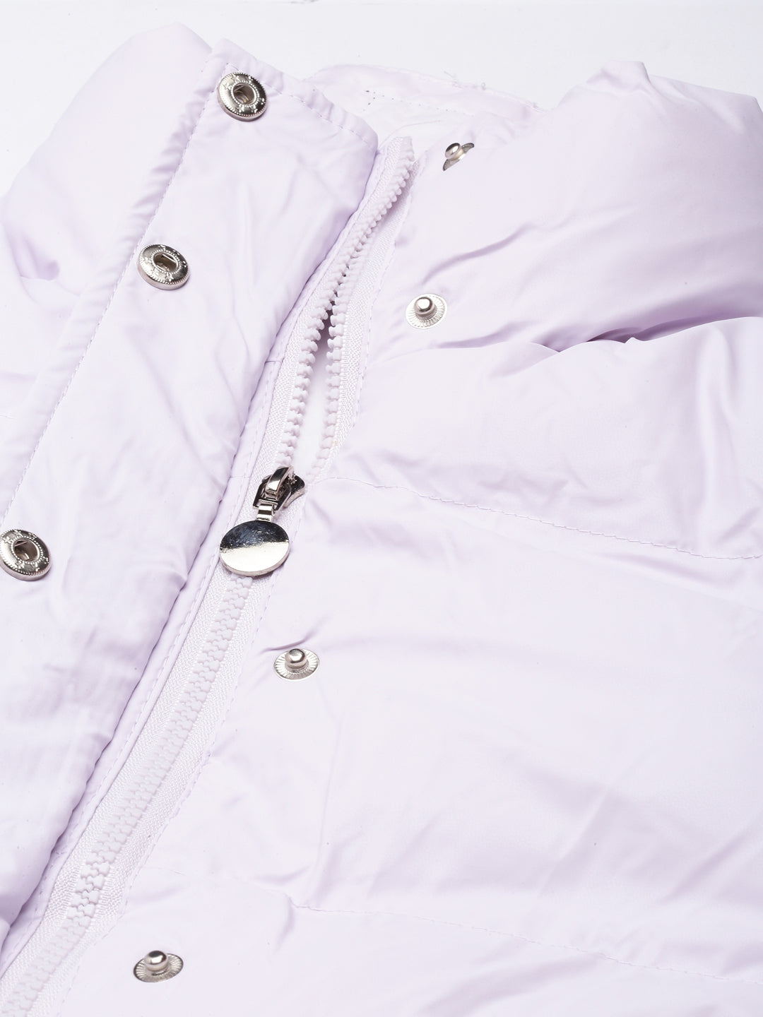 Women Solid Lavender Puffer Jacket